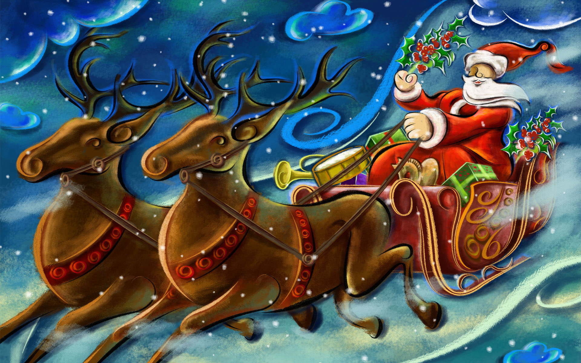 clause, art, 1080P, santa, work, creative, HD Wallpaper