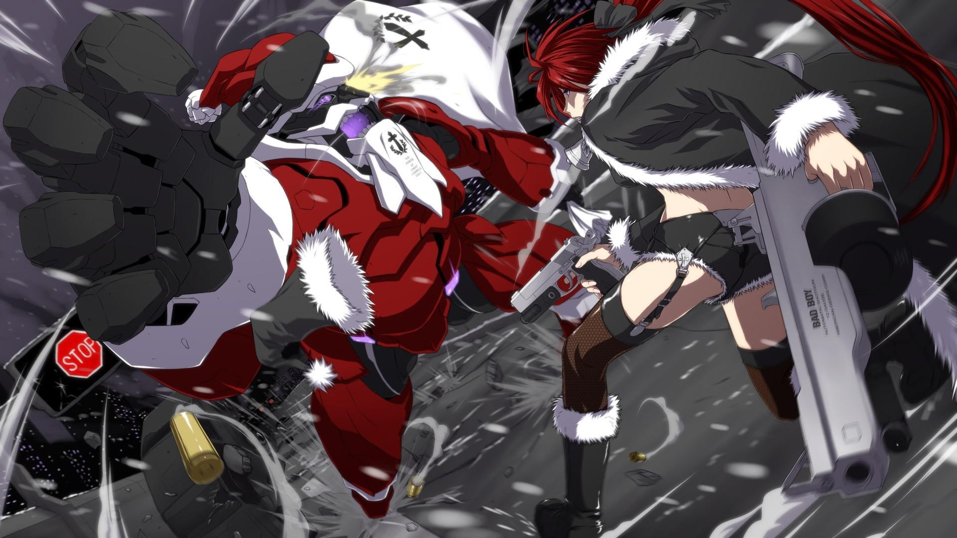 robot, theme, christmas, merry christmas, boot, game, anime, holidays, clause, 1920x1080, 1080P, video, santa, HD Wallpaper