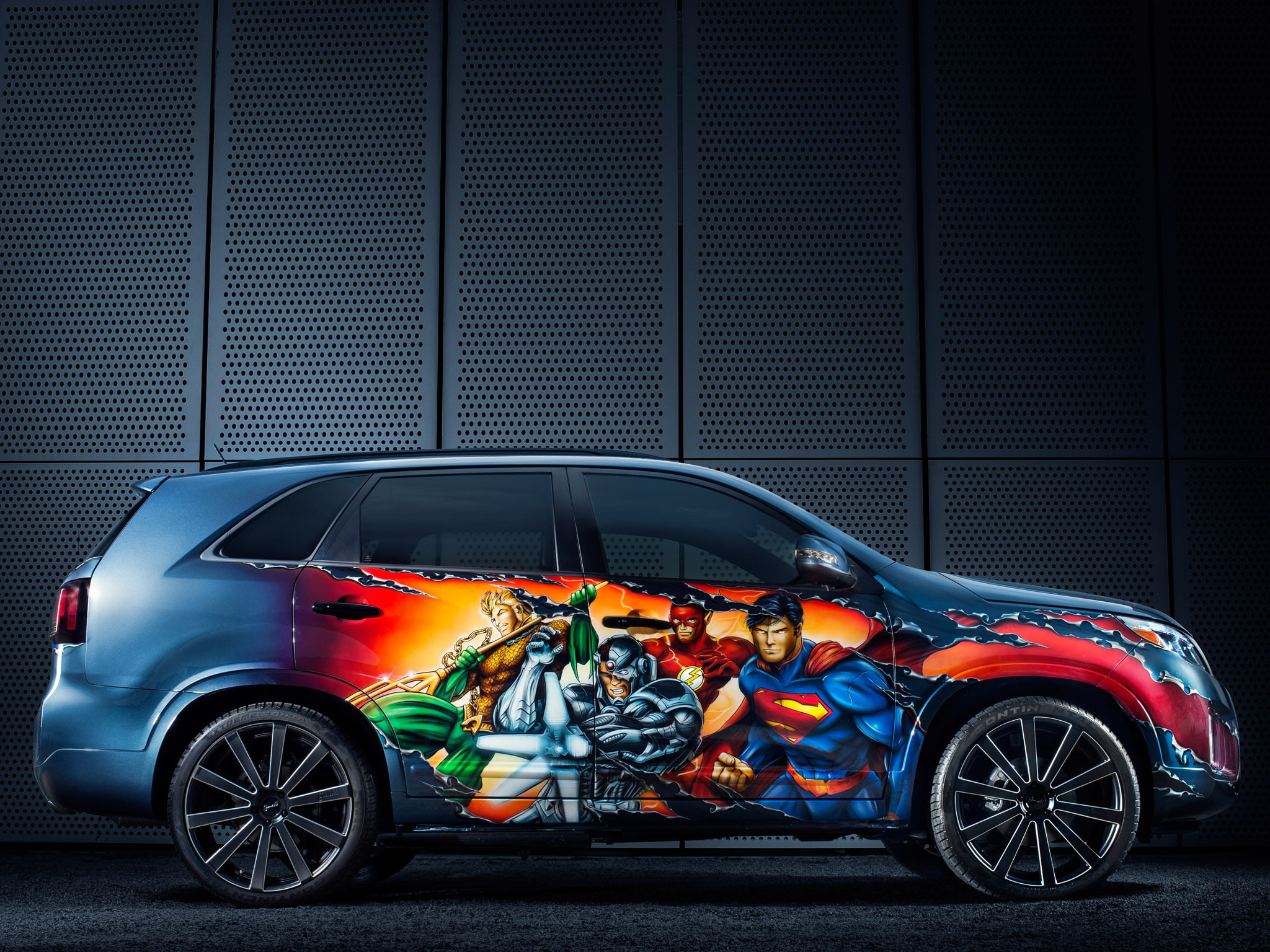 tuning, superhero, 1080P, concept, justice, sorento, kia, superman, suv, 2014, league, HD Wallpaper