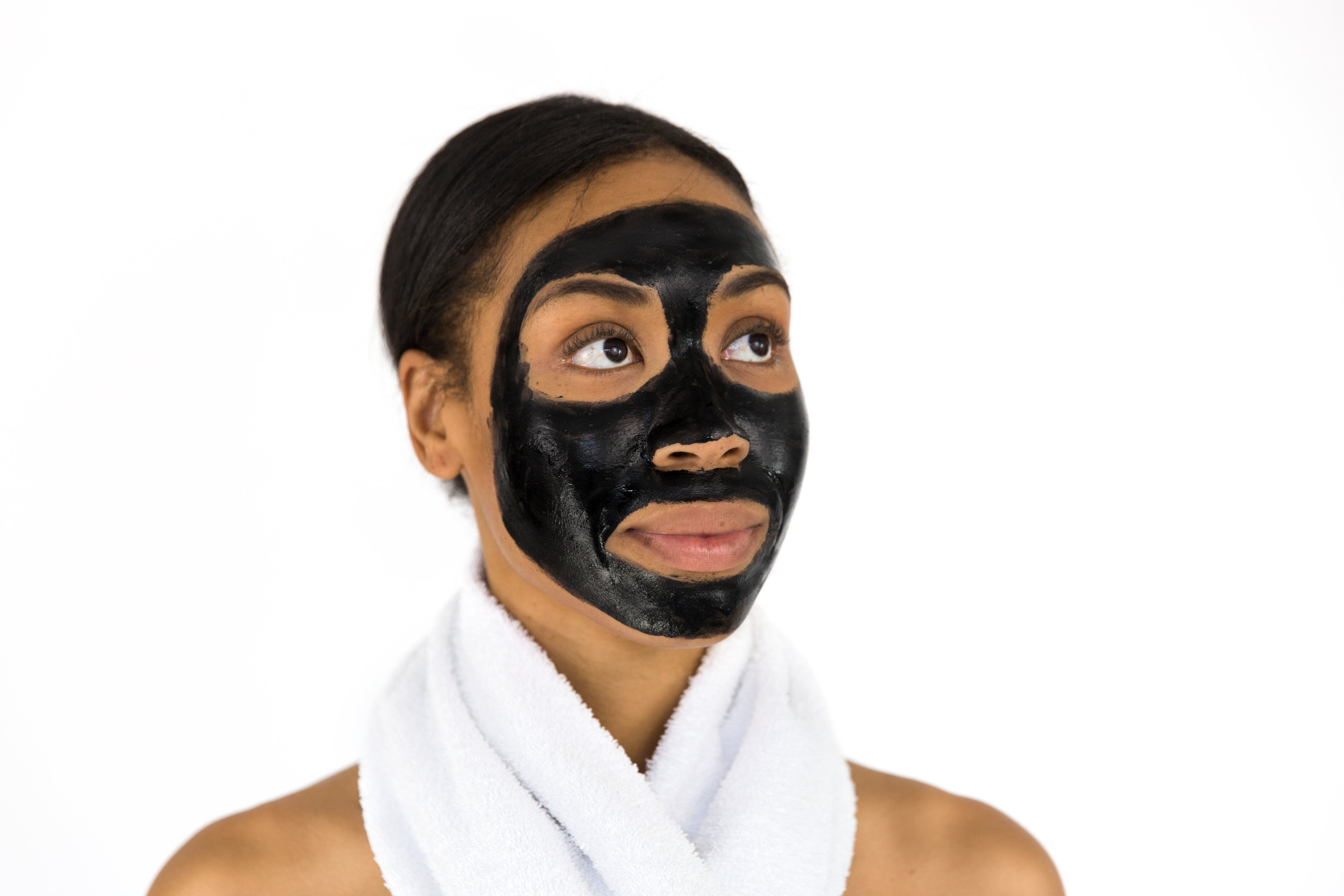 clear, clean, black, pamper, white background, woman, human body part, towel, 4K, treatment, copy space, skincare, front view, adult, face mask, indoors, HD Wallpaper