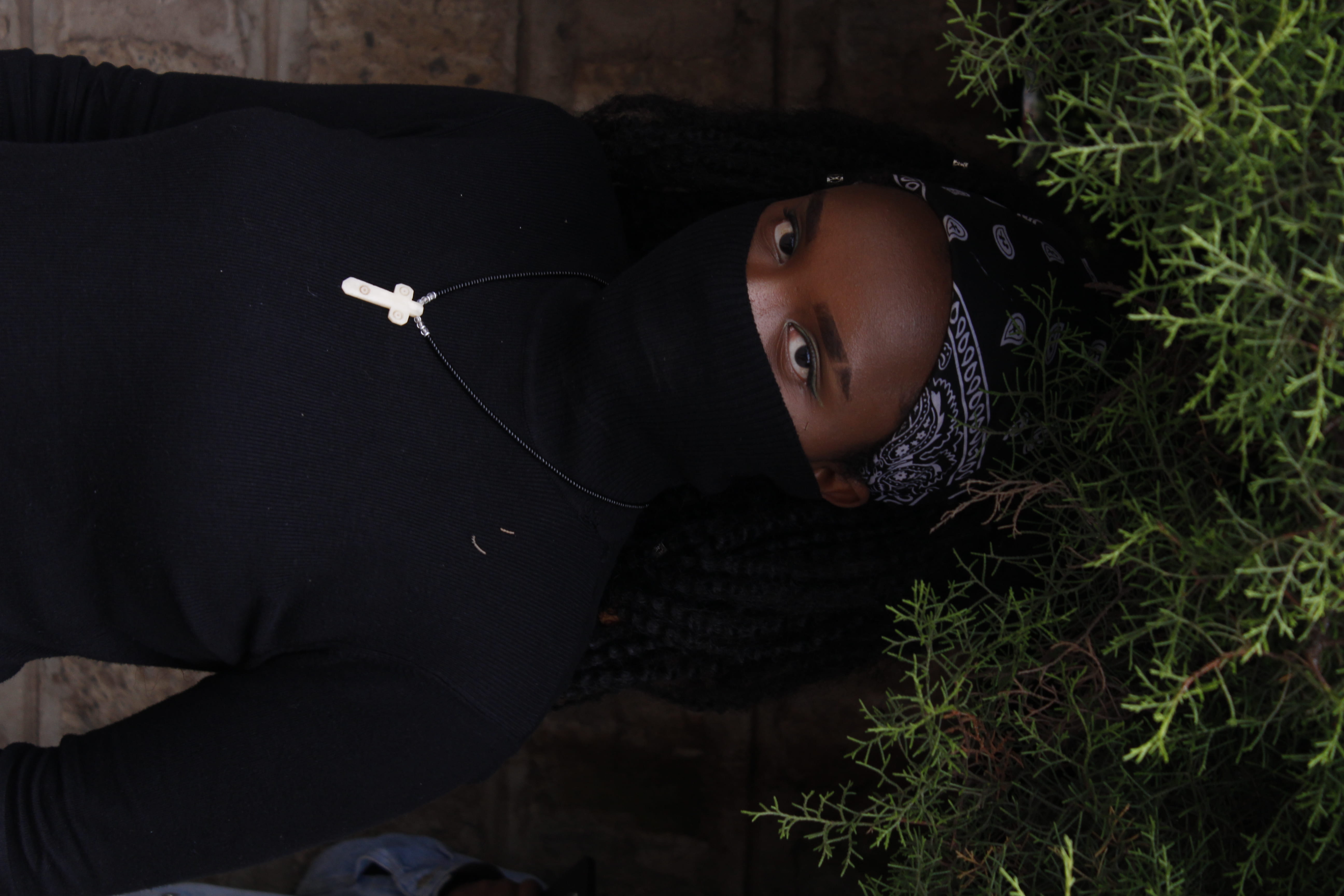 black color, headshot, women, females, technology, black, face covered, face mask, cross, teenager, ninja, female, child, leisure activity, green, dark, HD Wallpaper