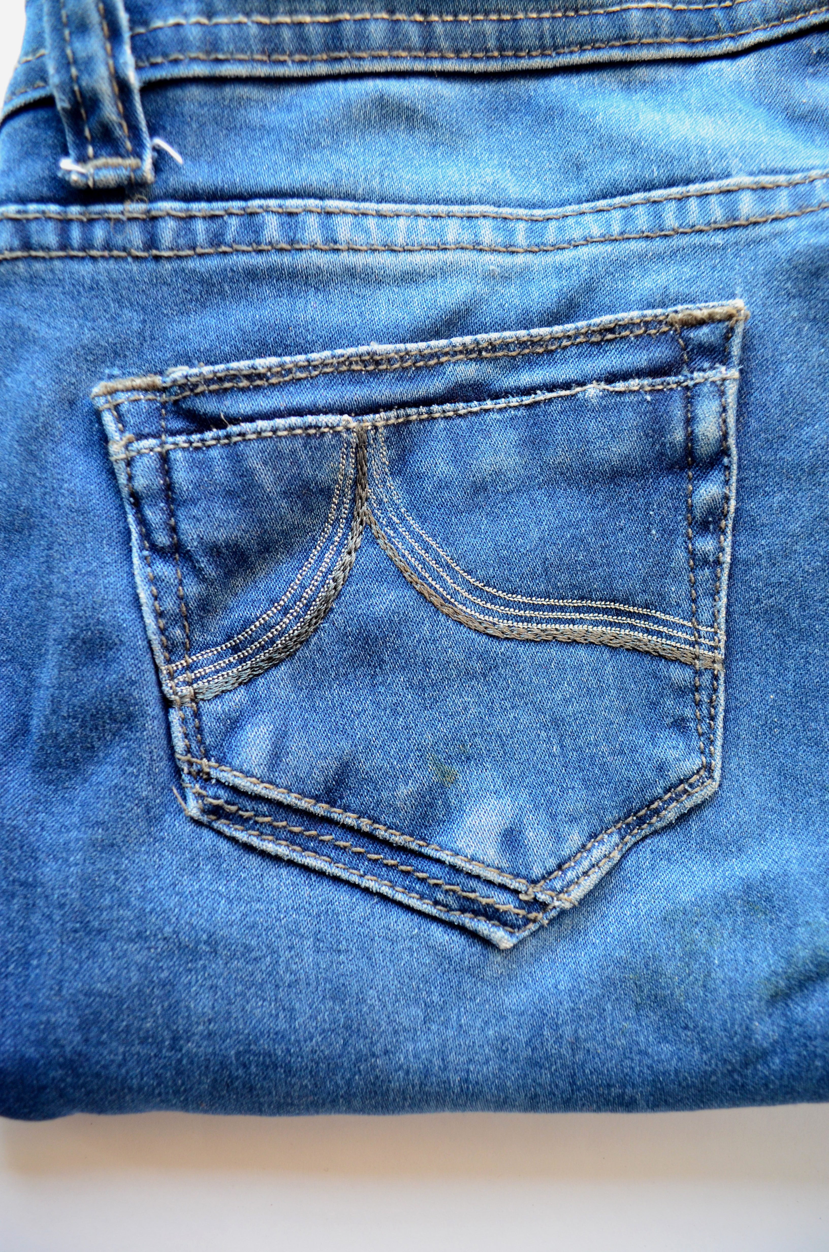cloth, apparel, indoors, textile, casual, single object, fashion, no people, cotton, pants, pattern, textured, pocket, jeans, rear view, full frame, washed, Phone HD Wallpaper