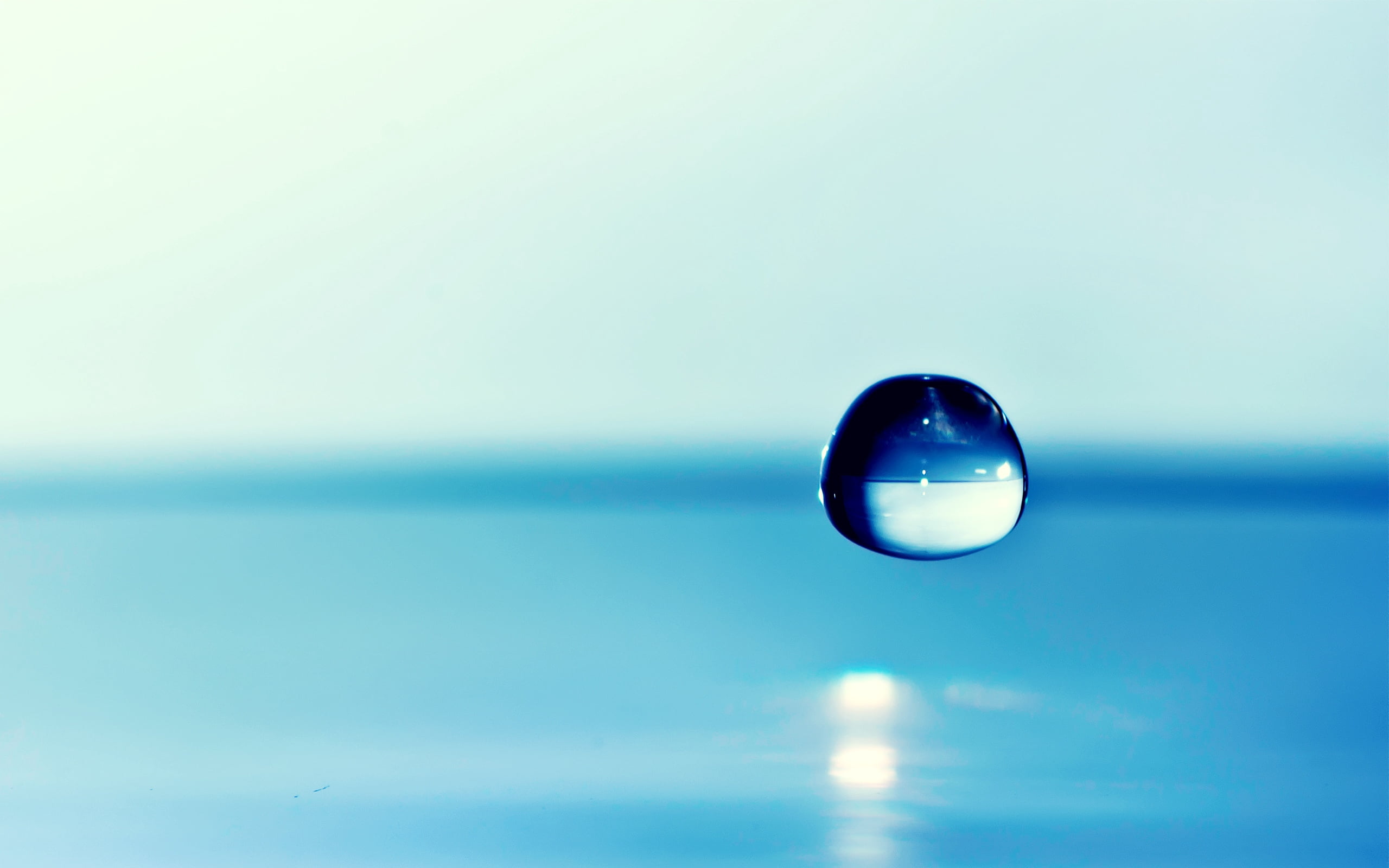raindrop, mid-air, close-up, no People, splashing, blue, wave, circle, vulnerability, water, clean, reflection, transparent, water Surface, geometric shape, HD Wallpaper