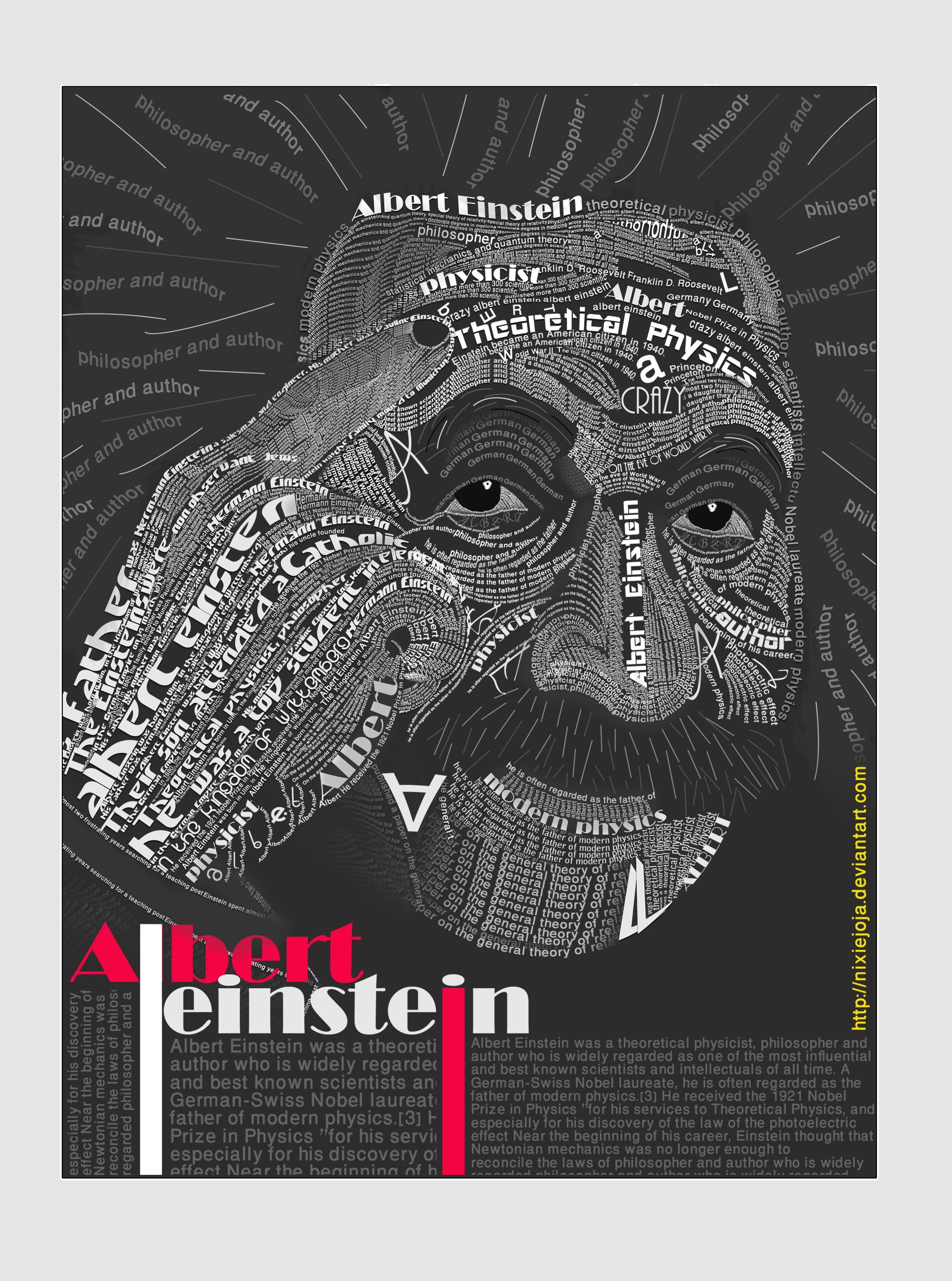 2K, Typographic Portraits, Albert Einstein, Typography, Phone HD Wallpaper
