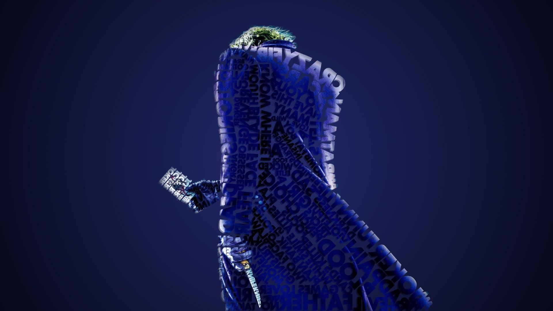 blue background, colored background, human representation, no people, joker heath ledger typography dc comics batman typographic portraits, blue, statue, HD Wallpaper