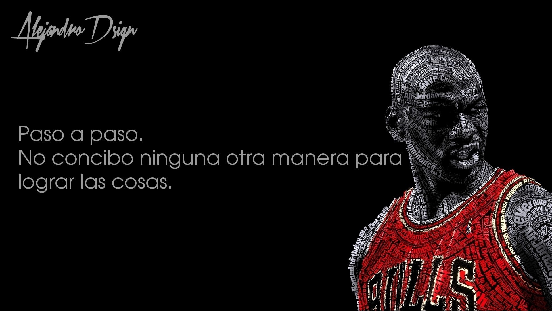 1080P, typographic portraits michael jordan basketball chicago bulls black background quote, HD Wallpaper