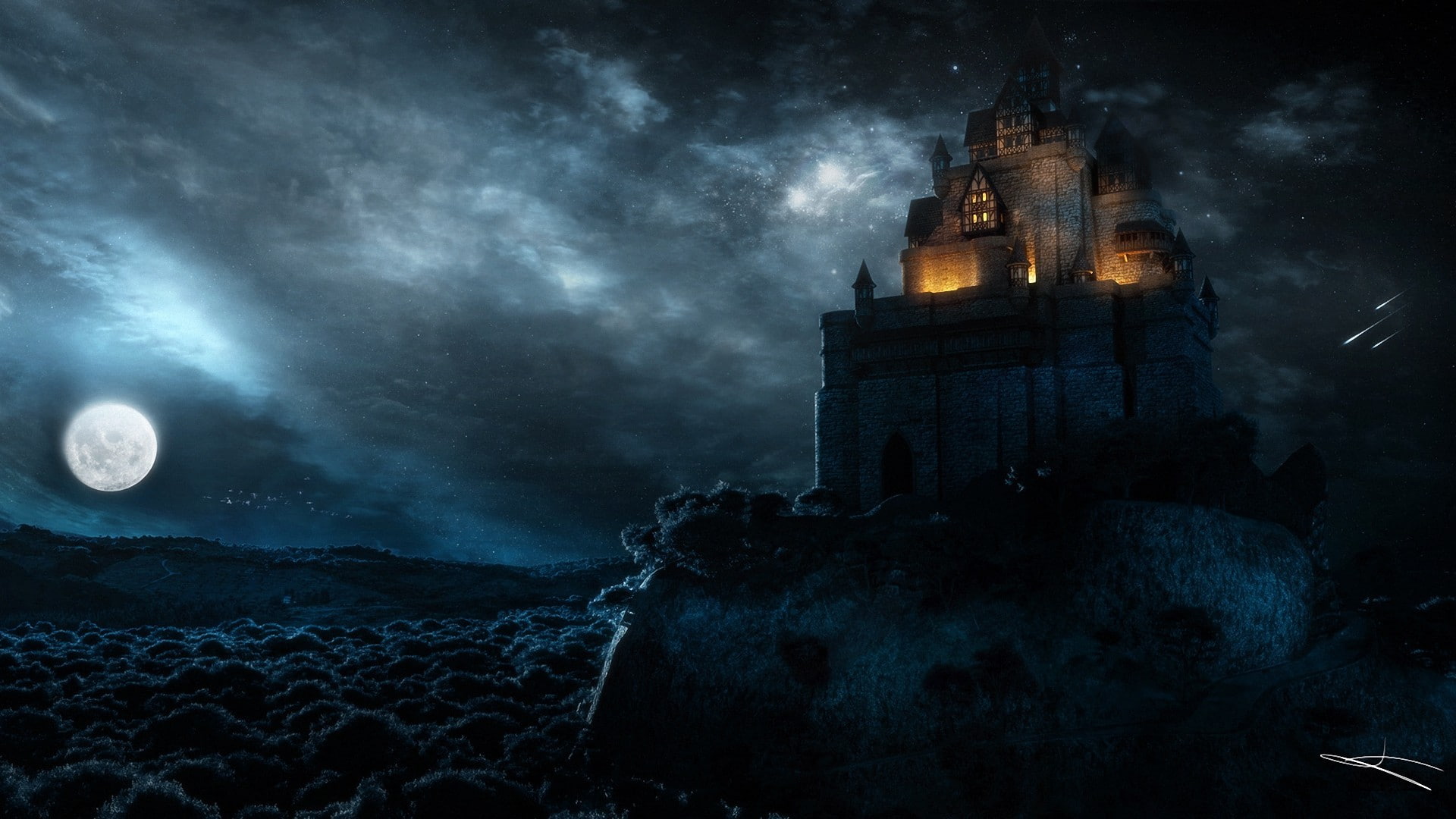 shock, light - Natural Phenomenon, sullen, gothic Style, gray, religion, old, moonlight, black Color, fantasy, the moon, moon, cloud - Sky, clock, HD Wallpaper