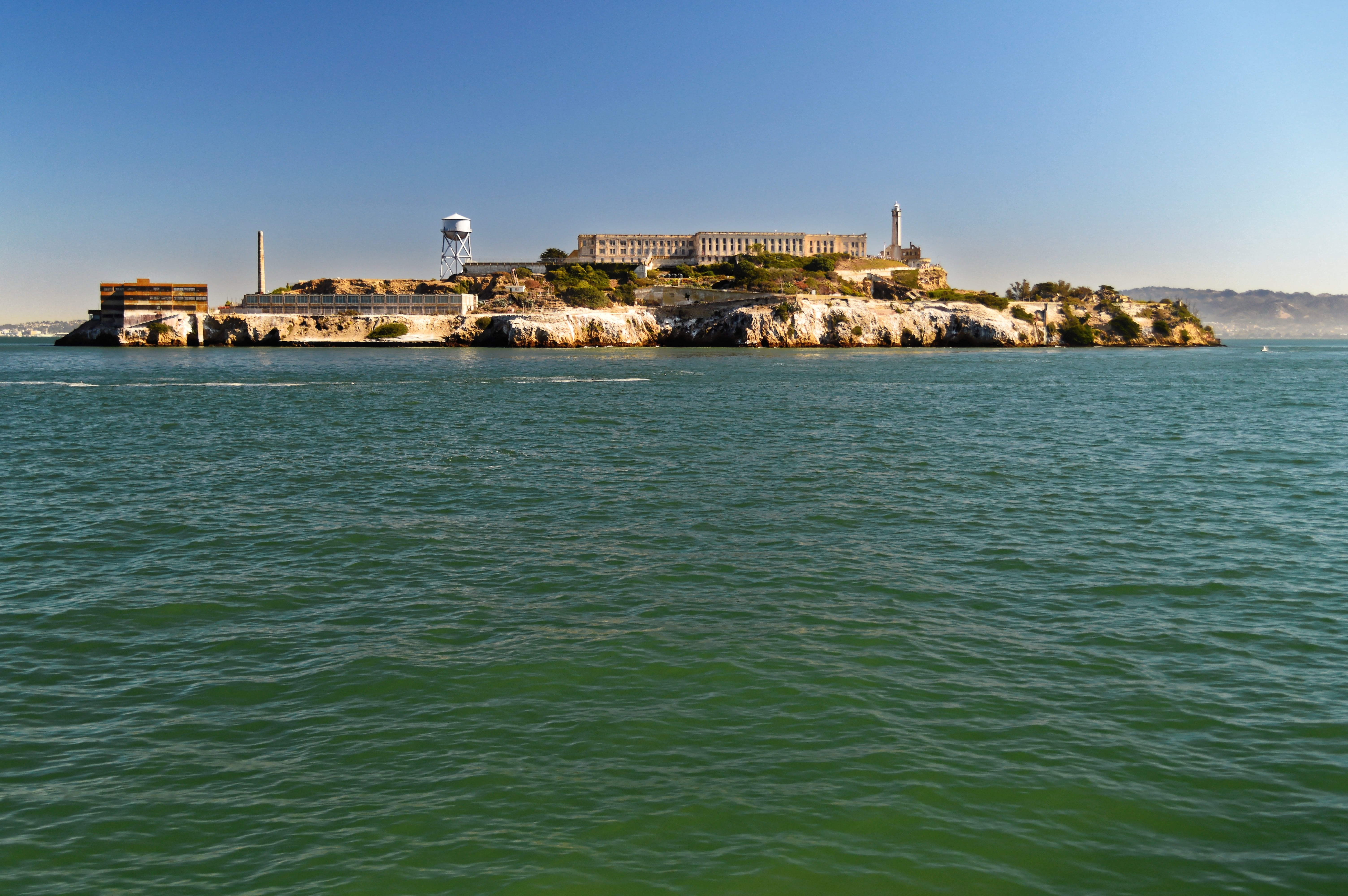 land, alcatraz, alcatraz island, outdoors, travel destinations, sea, tower, building, coast, landmark, penitentiary, no people, island, clear sky, francisco, HD Wallpaper