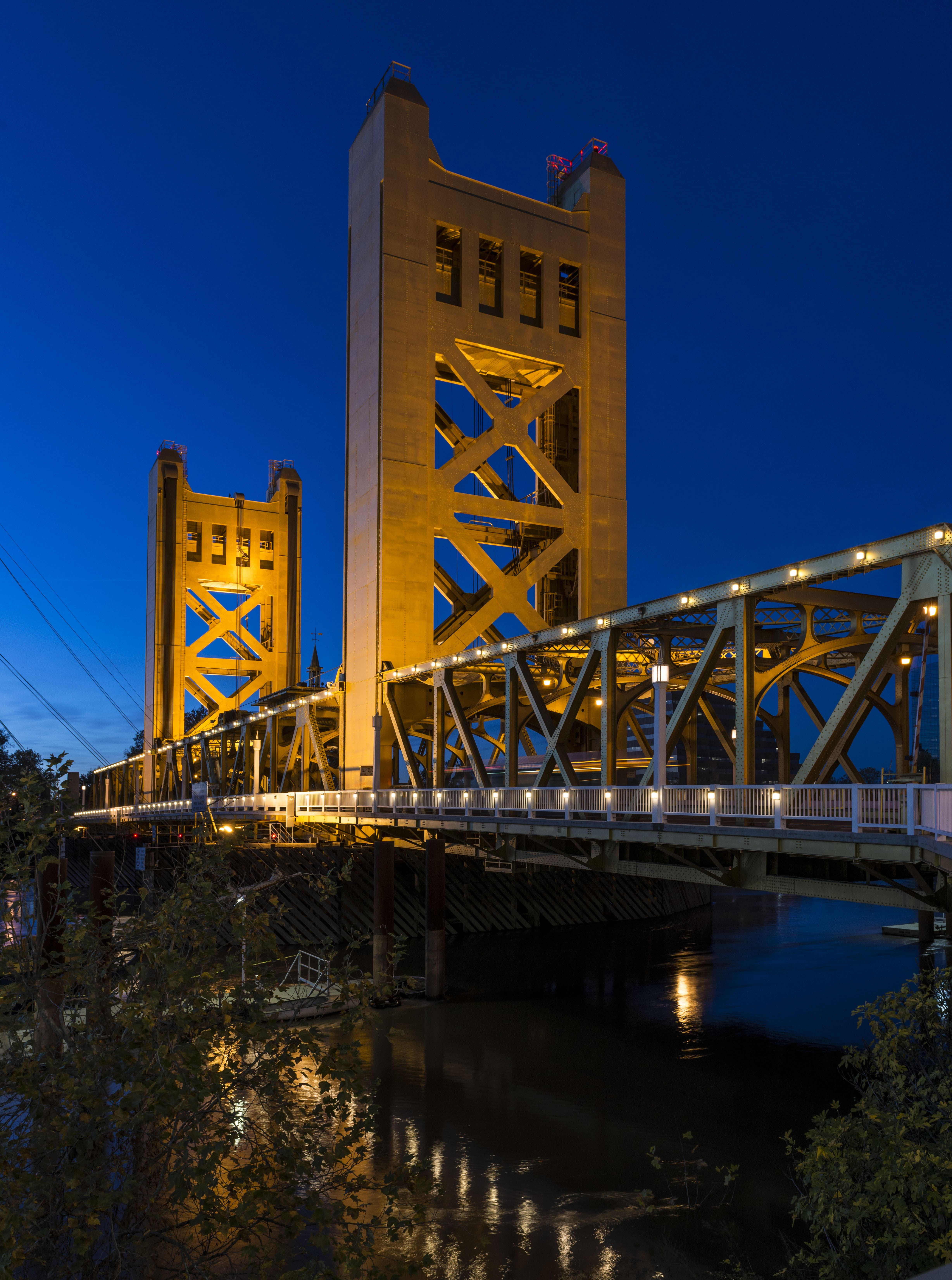 built structure, north america, night, america, building exterior, nature, sacramento, photography, connection, river, bridge, bridge construction, yolo county california, Phone HD Wallpaper