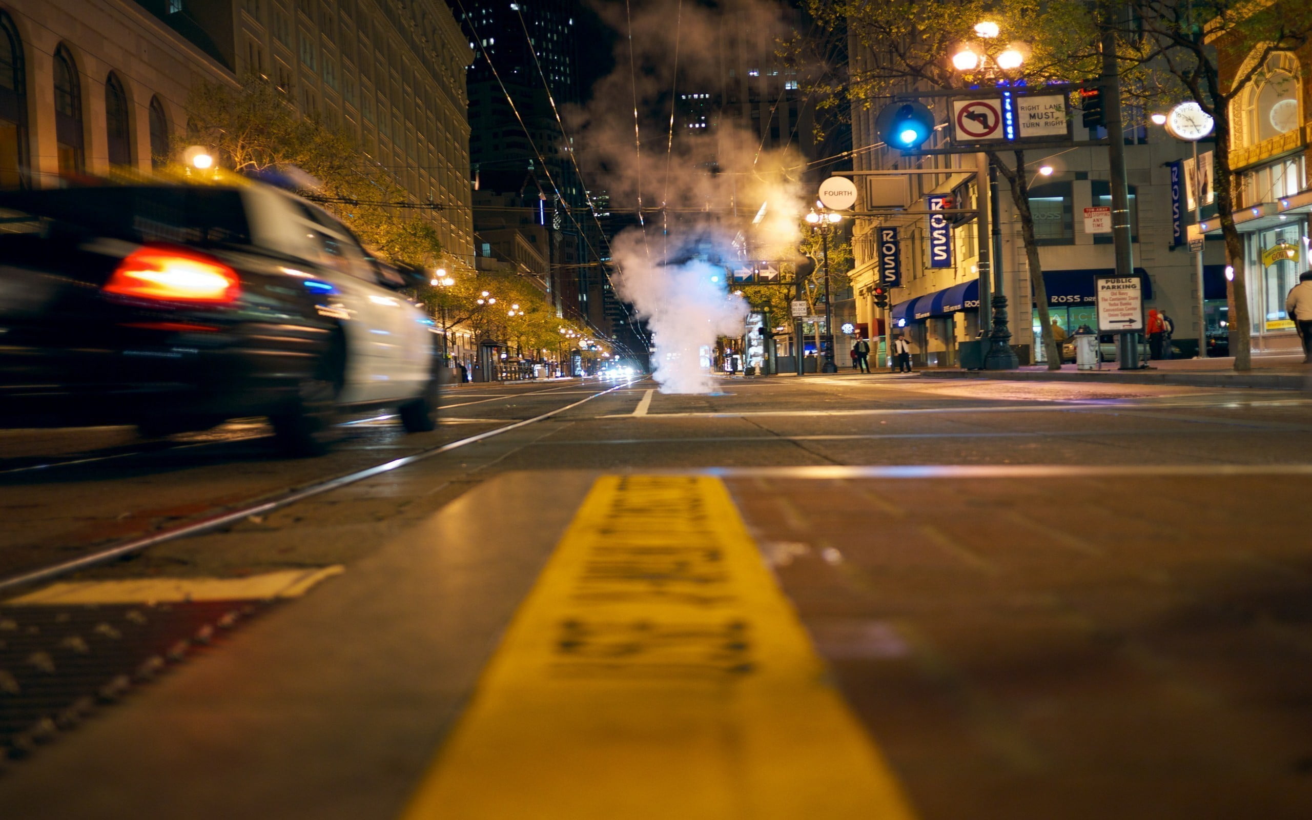 symbol, road marking, blurred motion, motion, mode of transportation, sign, transportation, illuminated, city, building exterior, city street, built structure, HD Wallpaper