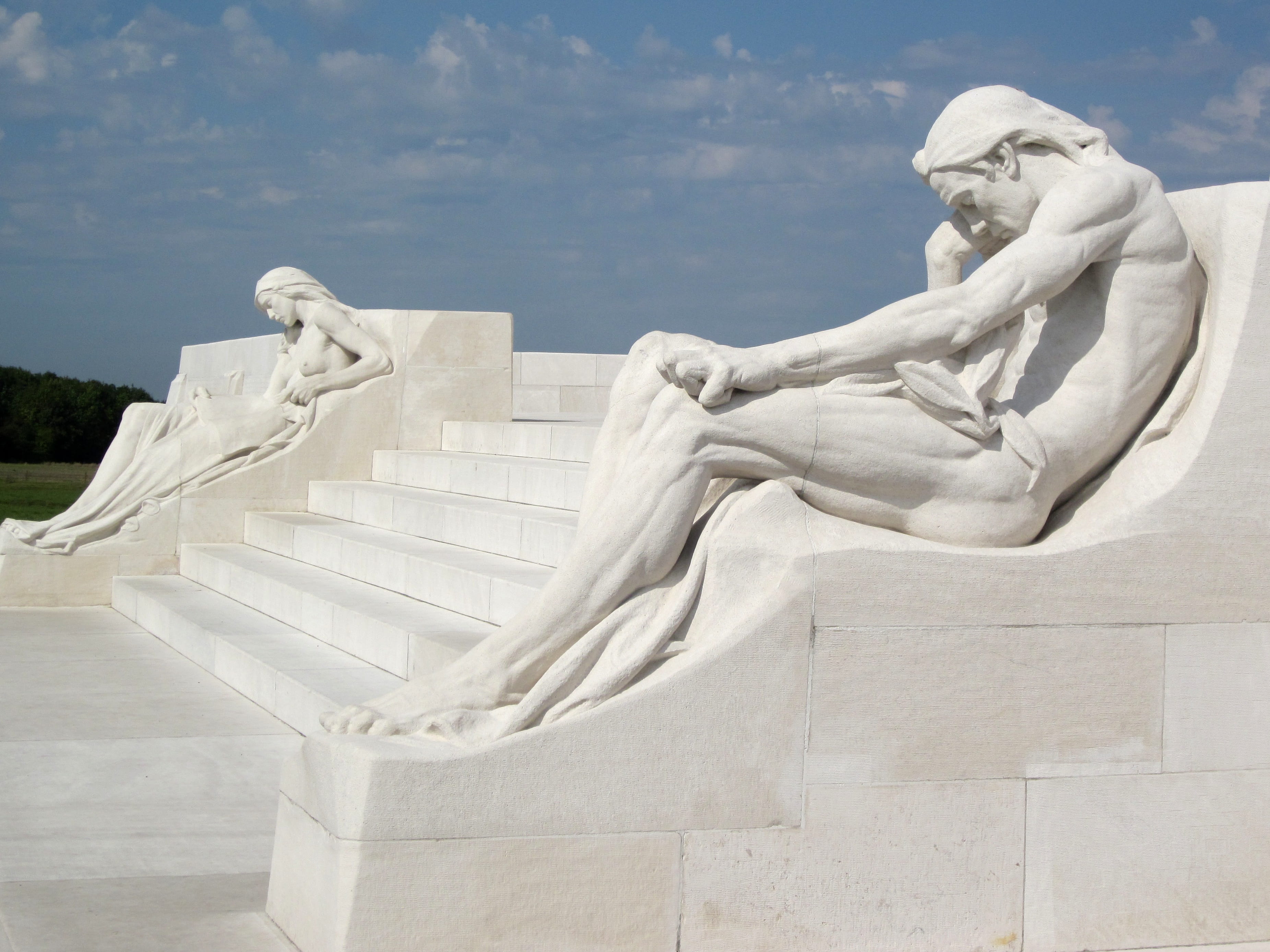 sculpture, war, craft, monument, france, the past, female likeness, vimy ridge, sky, architecture, statue, male likeness, representation, nature, vimy monument, HD Wallpaper