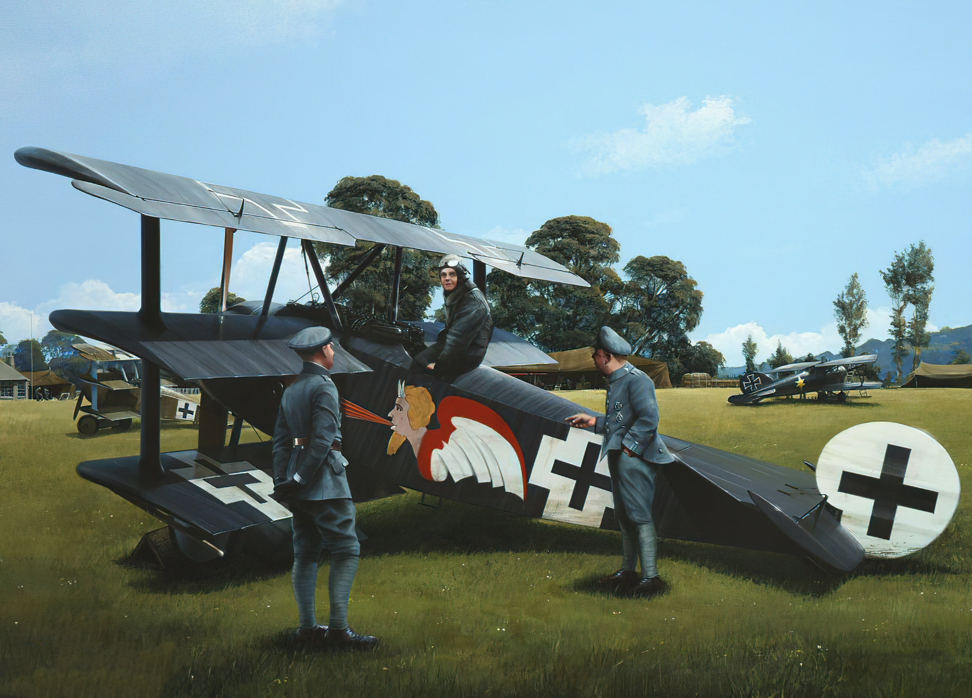 aviation, war, 2K, biplane, ww1, art, HD Wallpaper