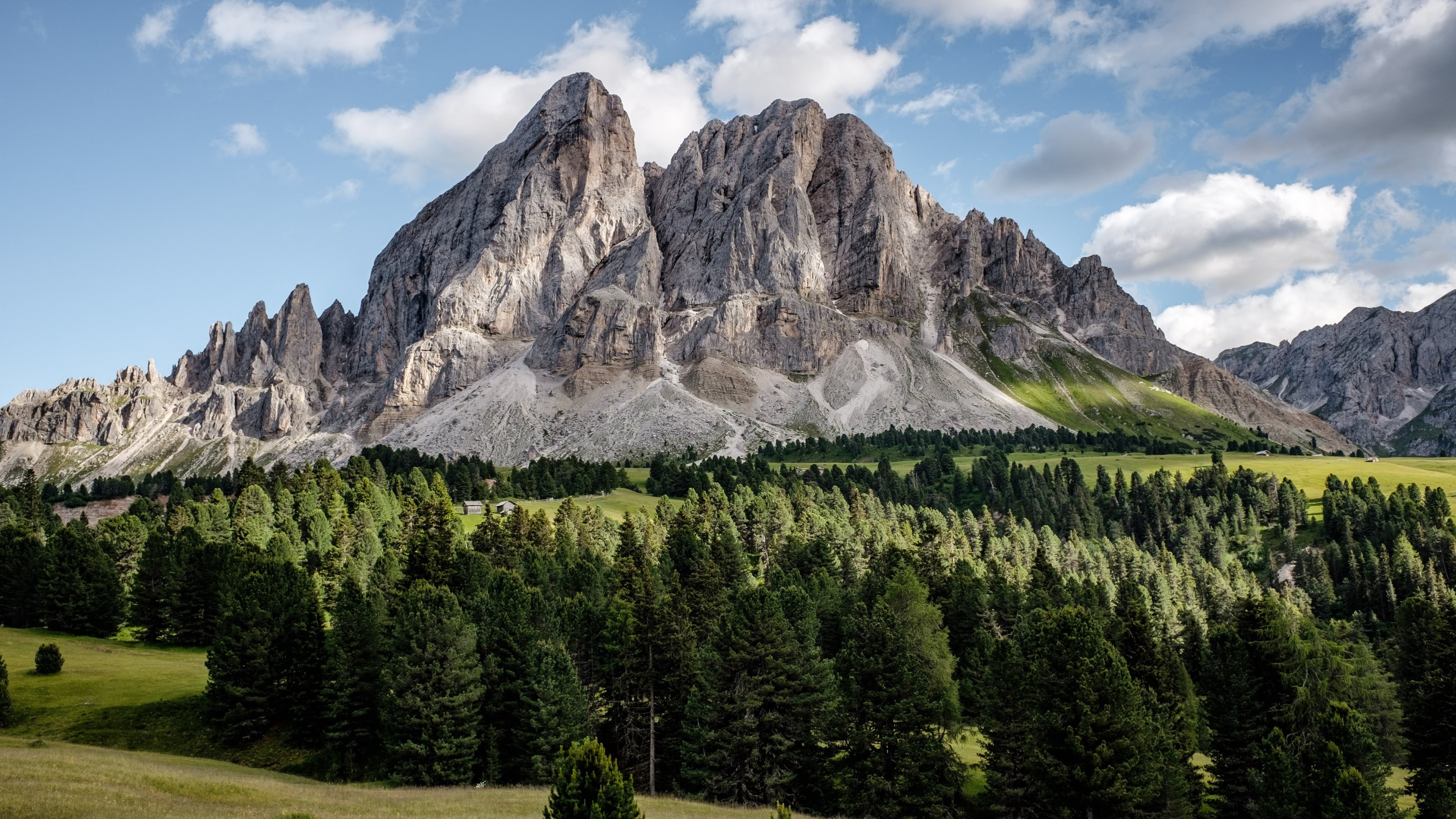 tranquility, environment, sky, 4K, trees, mountain peak, formation, mountain range, Nature, landscape, coniferous tree, no people, scenics - nature, day, HD Wallpaper