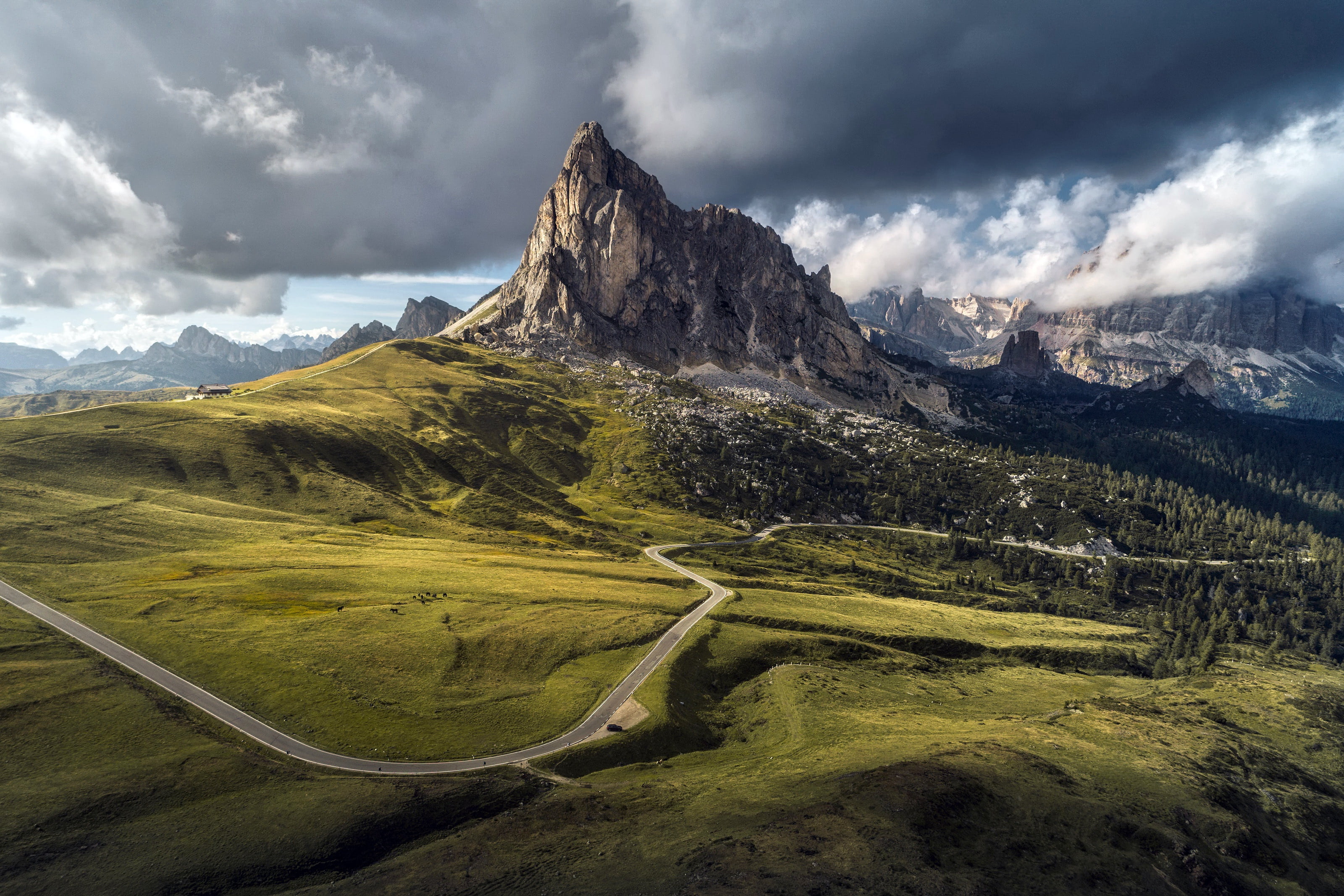 2K, Passo Giau, Italian Dolomites, mountains, HD Wallpaper