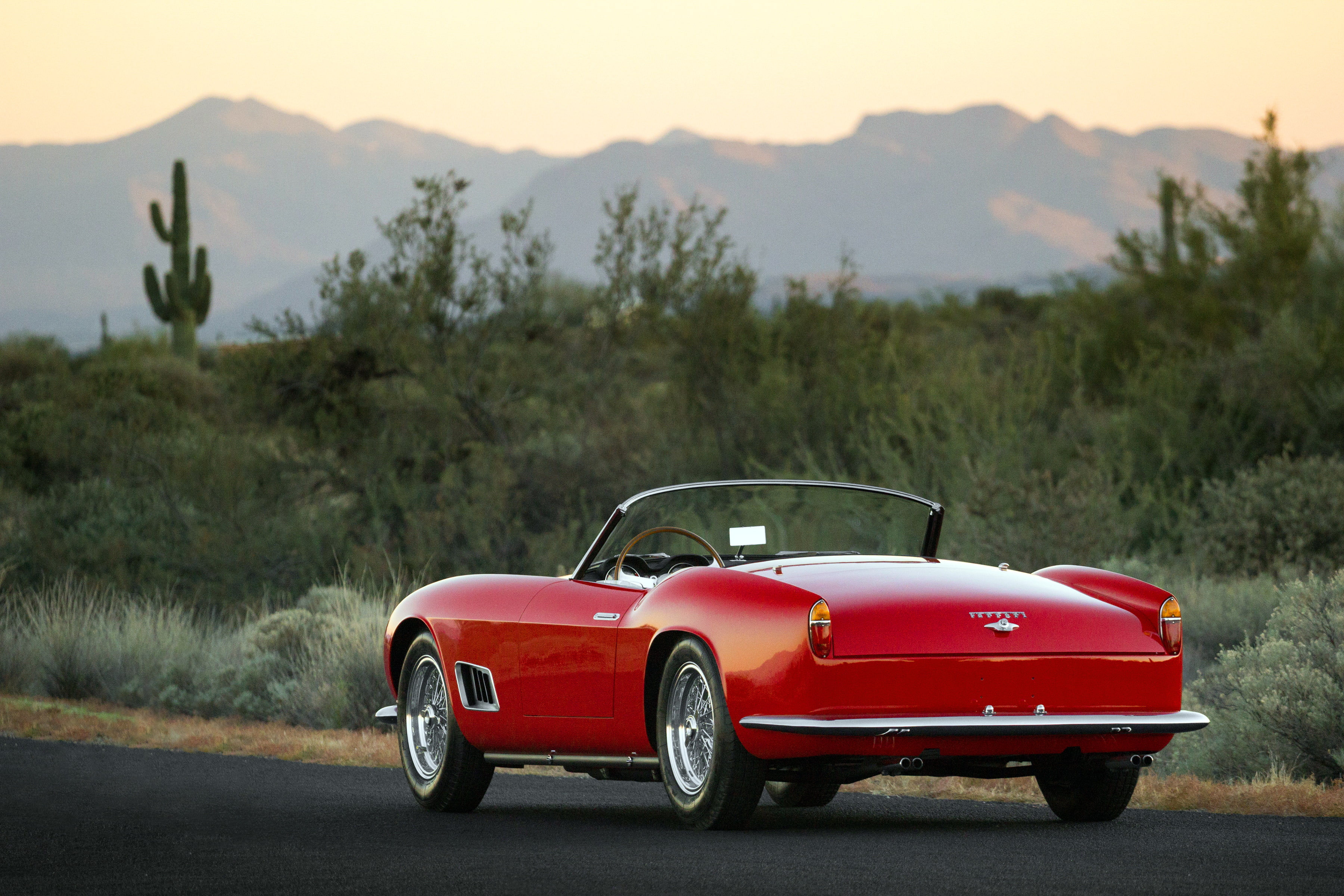 250, 2K, red, outdoors, passo, mode of transportation, focus on foreground, land, 1958, mountain, retro styled, sky, california, car, ferrari, land vehicle, HD Wallpaper