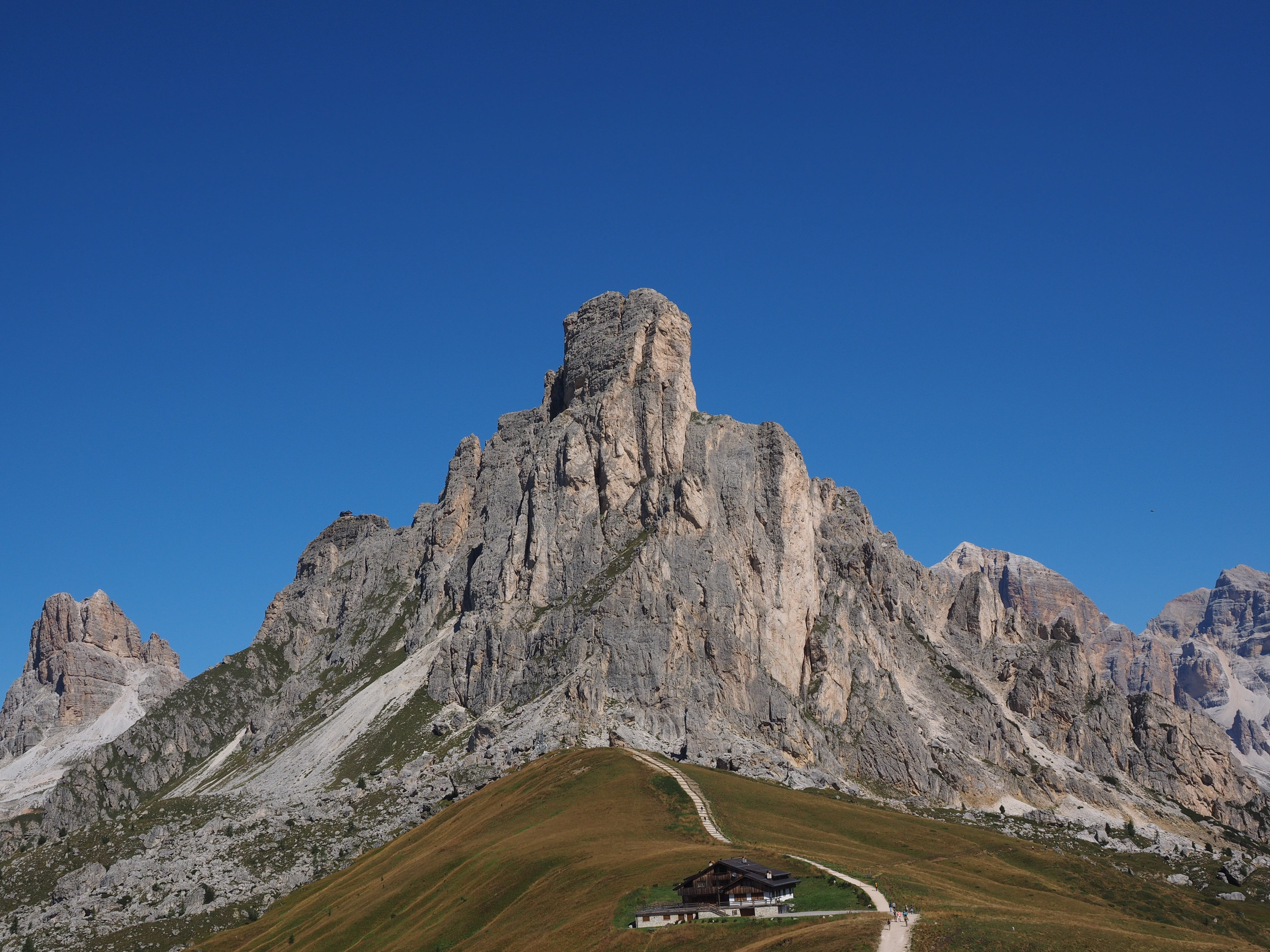 rock, blue, monte nuvolau, travel destinations, mountain, dolomites, south tyrol, beauty in nature, italy, transportation, outdoors, mountain group, mountain peak, HD Wallpaper