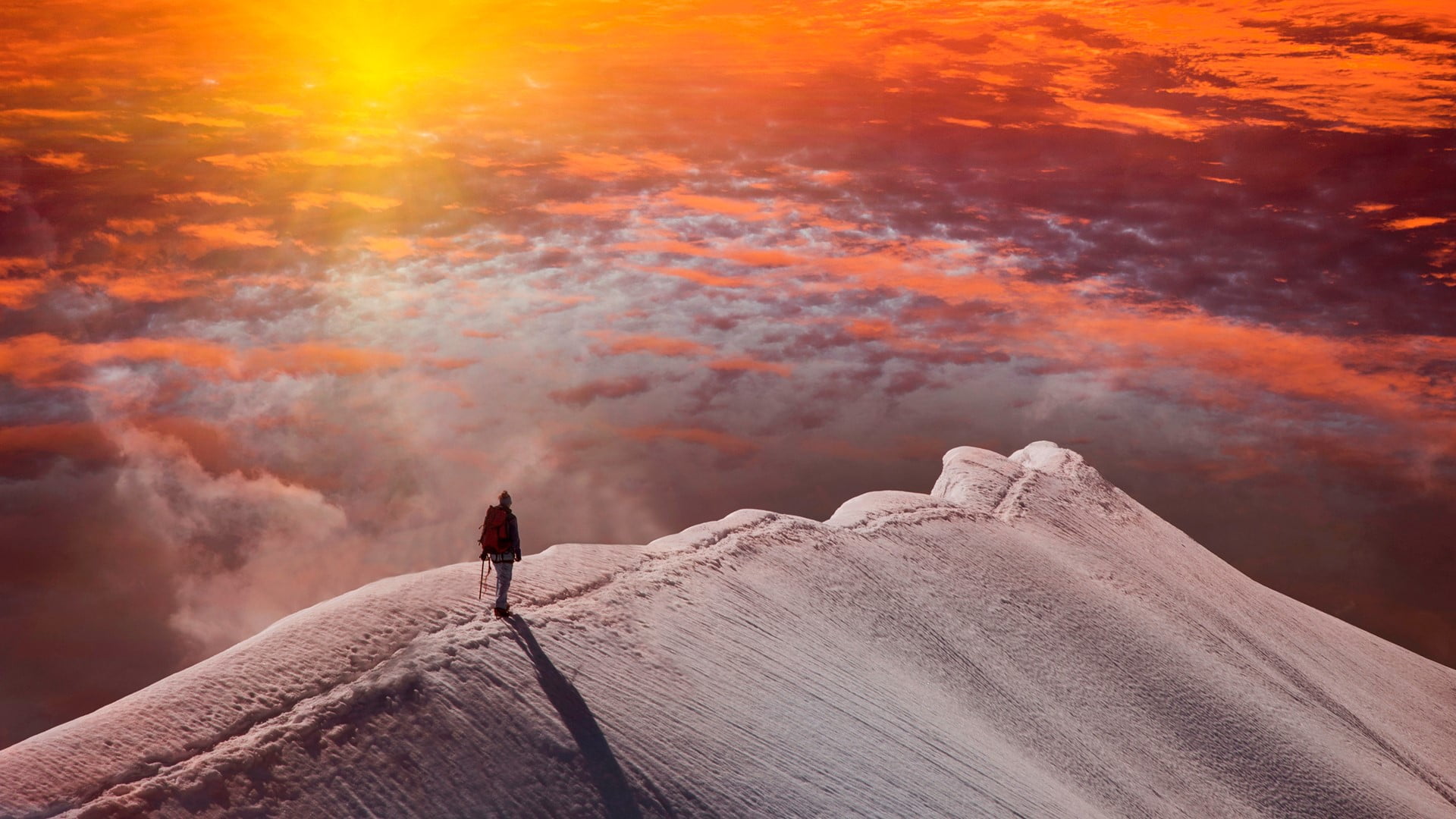 1080P, nature, mountains, Piz Palü, landscape, sunset, Switzerland, Sun, clouds, HD Wallpaper