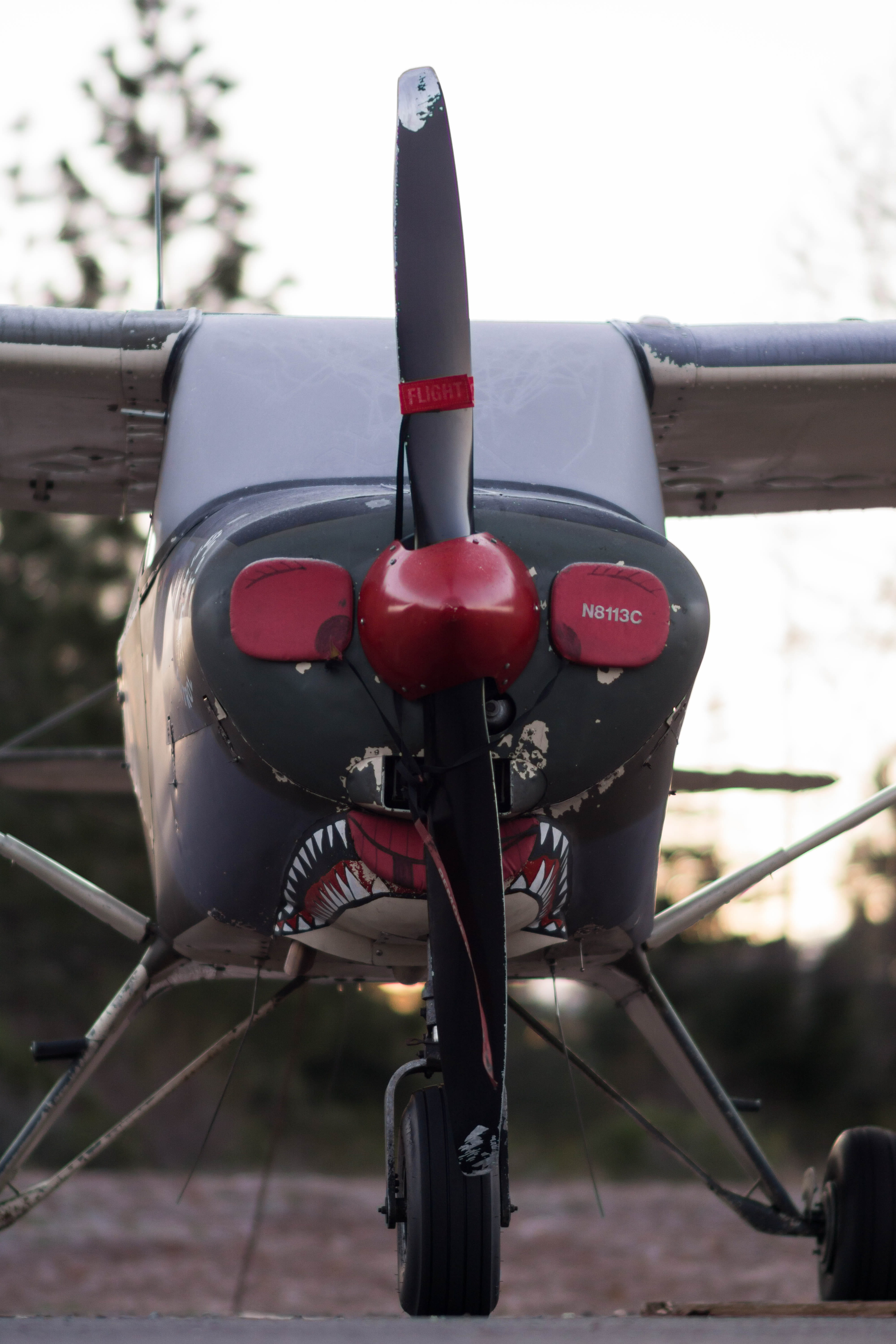 plane, stationary, outdoors, day, 5K, united states, focus on foreground, metal, red, no people, close-up, street, airport, mode of transportation, piper, Phone HD Wallpaper
