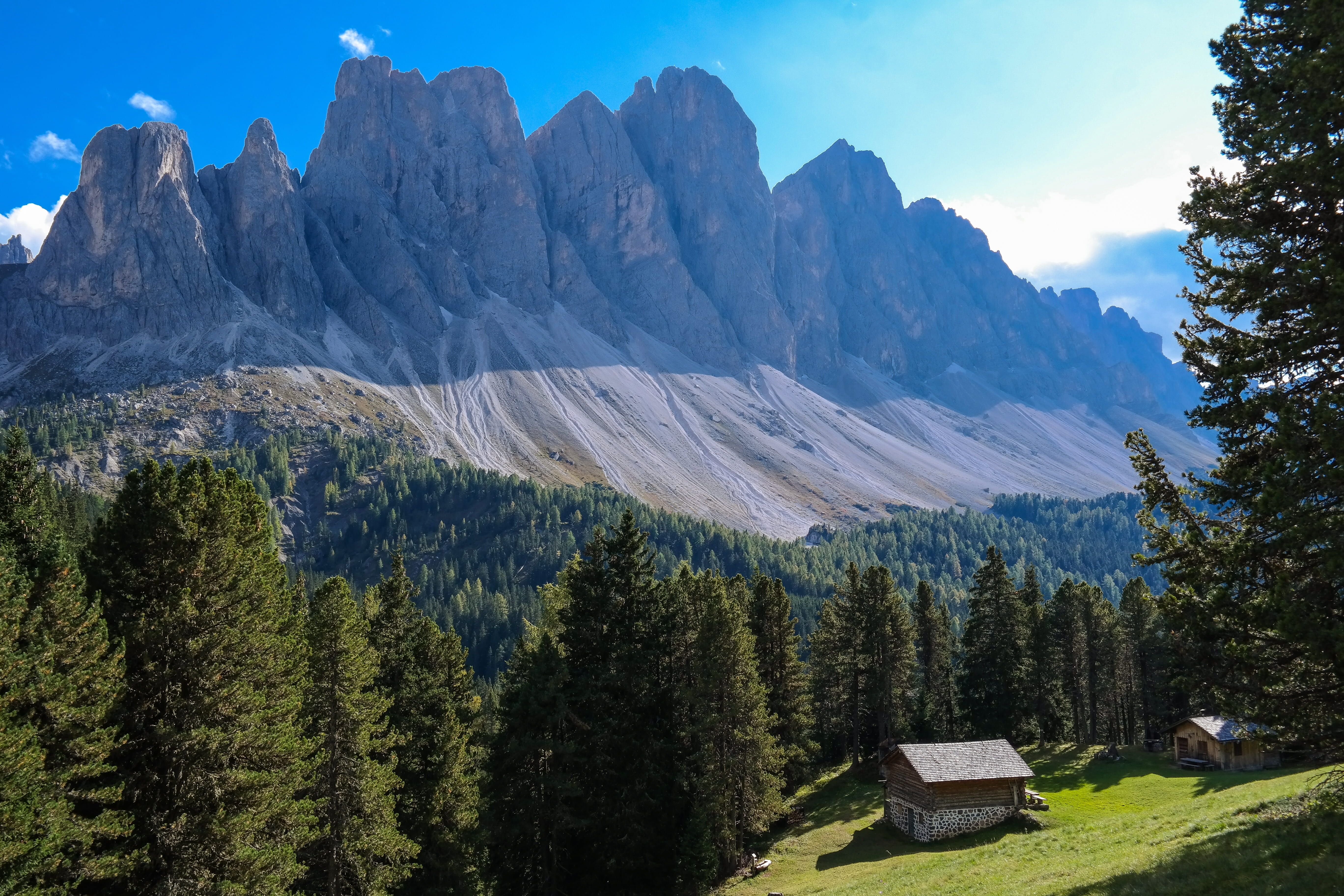 alpine, forest, alm, formation, tranquil scene, scenics - nature, dolomites, idyllic, no people, nature, mountain peak, environment, 5K, mountains, day, HD Wallpaper