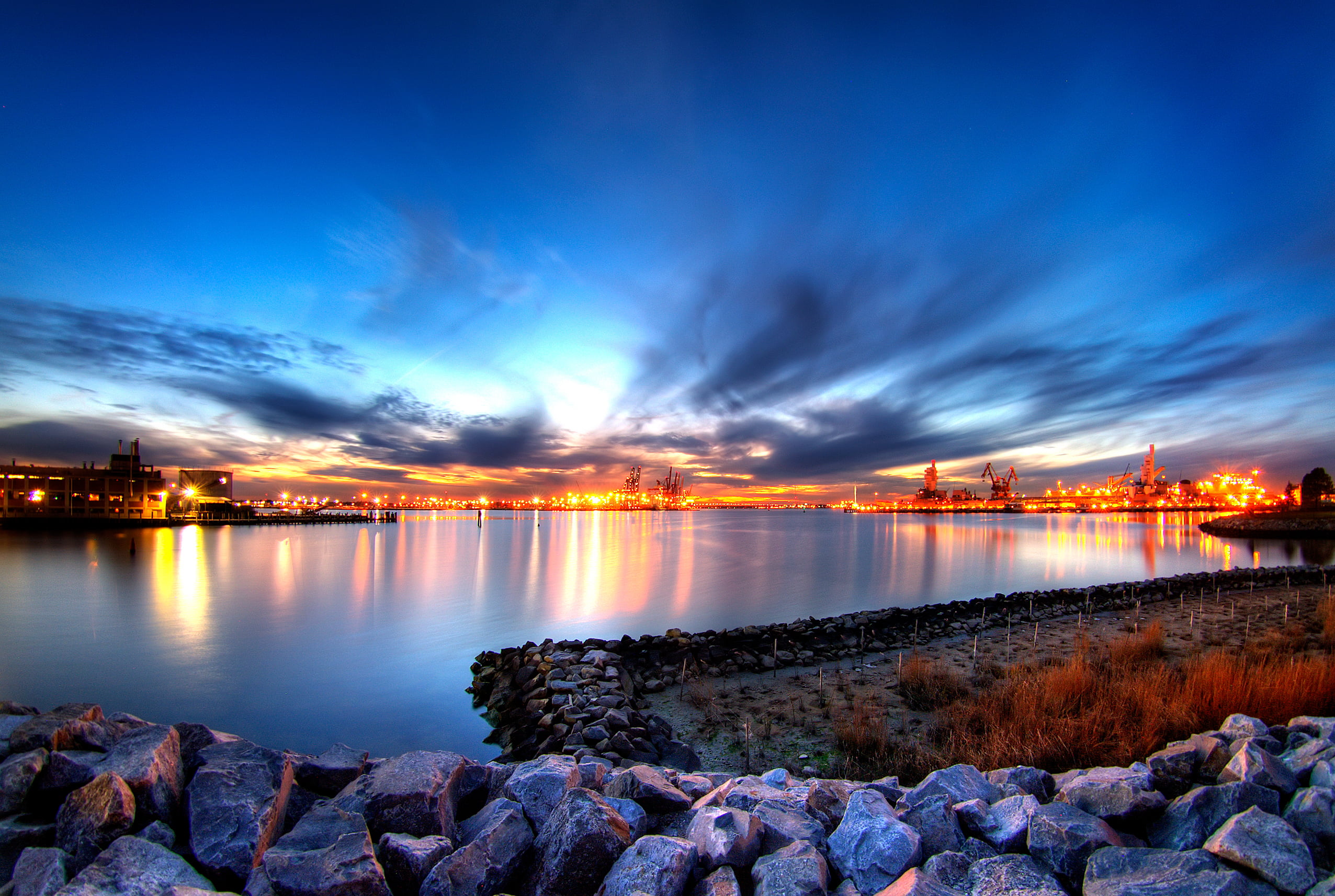 water, Norfolk, buildings, sea, background, Superb, body of water, high rise buildings, Masterpiece, Hampton Roads, rise, harbor, SOE, Perfect, Fisheye, HD Wallpaper