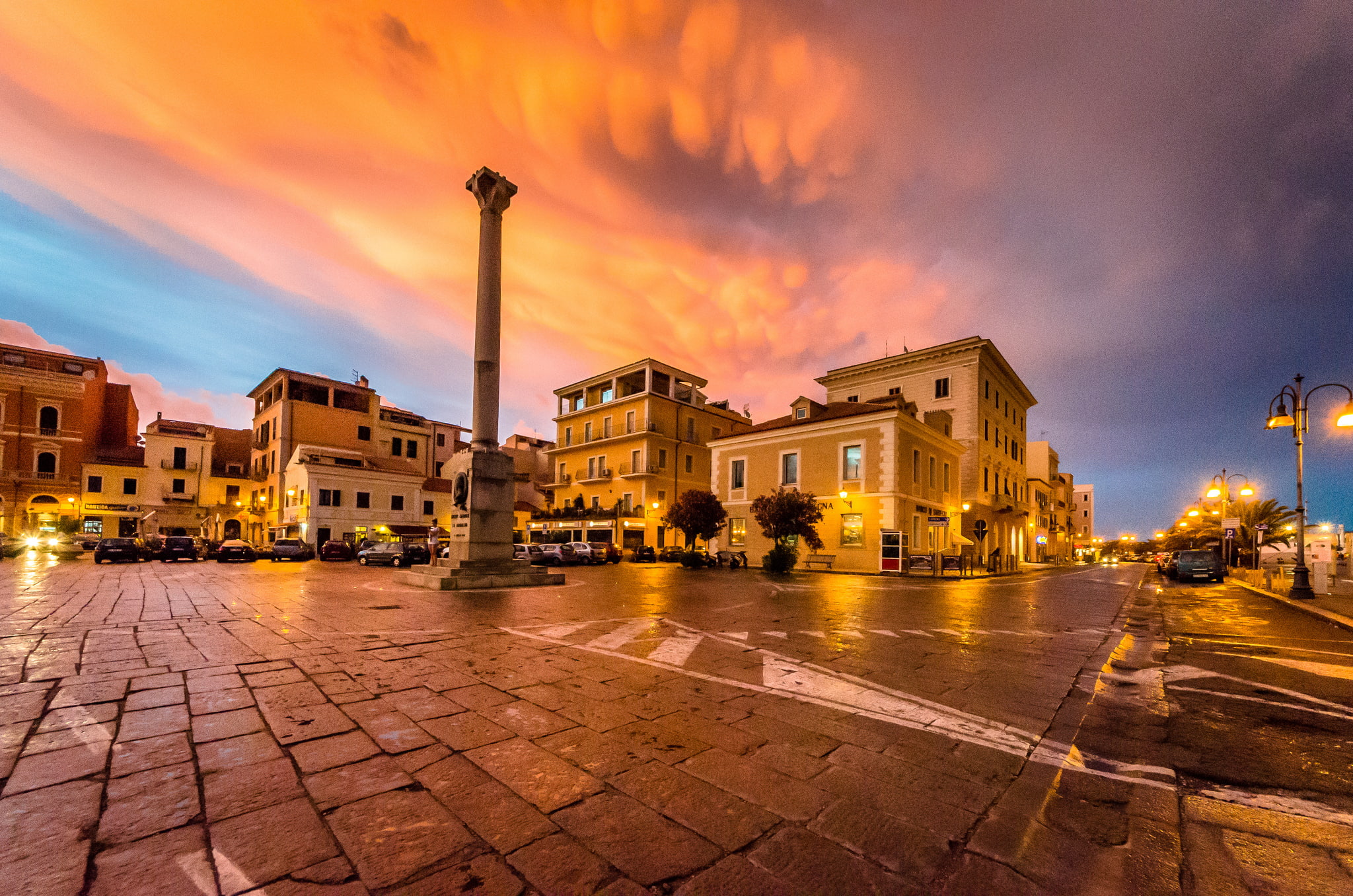 twilight, the evening, 1080P, La Maddalena, sunset, lights, Italy, HD Wallpaper
