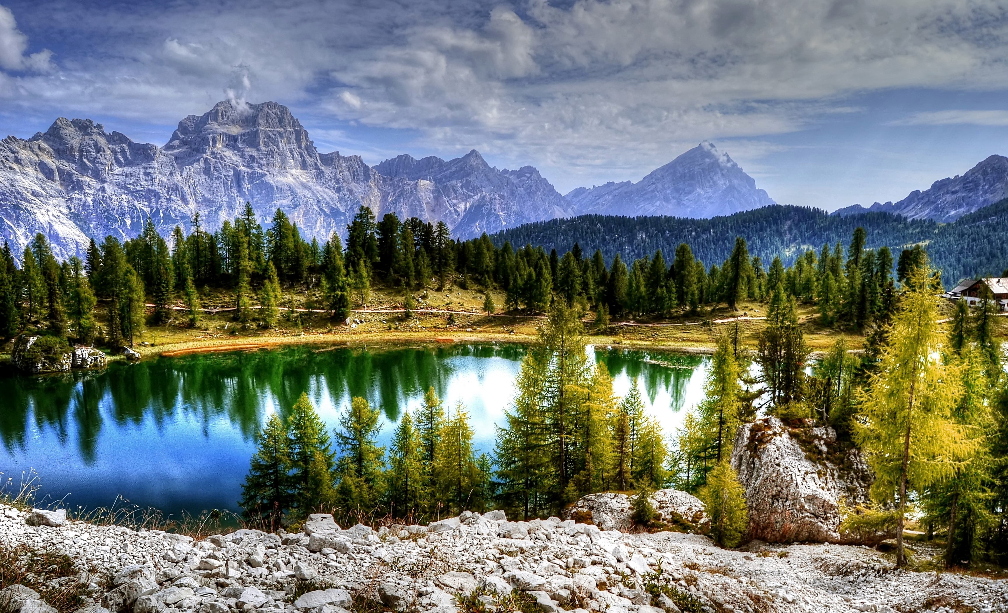 hike, sorapiss, formation, alpine panorama, pine tree, hiking, scenics - nature, tranquil scene, pine woodland, photography, alm, environment, summer, unesco world heritage, HD Wallpaper