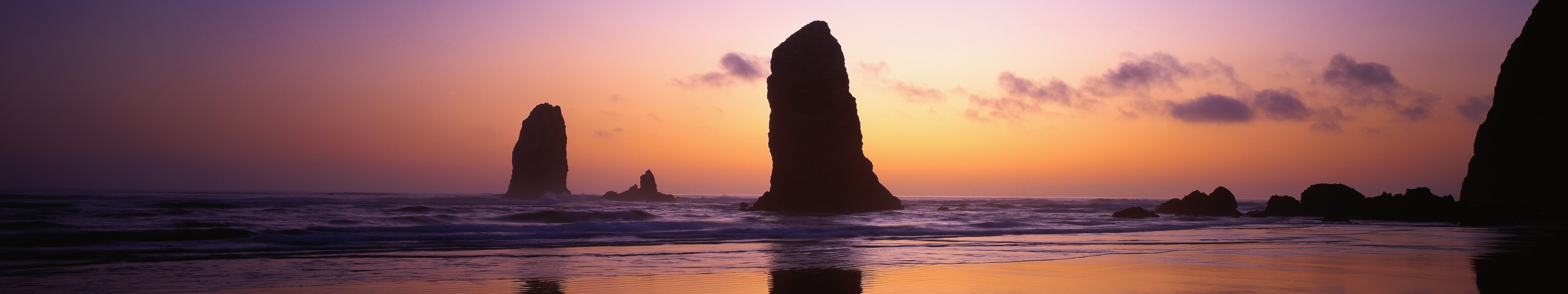 rock, multi, soleil, triple, monitor, roche, beach, plage, screen, sunset, rocher, multiple, 5K, coucher, HD Wallpaper