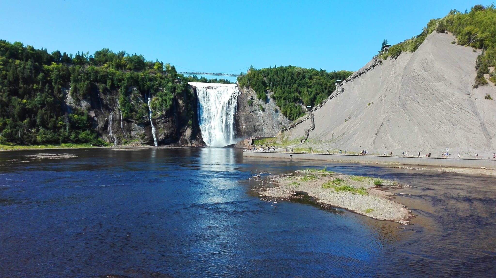 national park, waterfront, heritage, non-urban scene, waterfalls, landscape, river, forest, montmorency, falls, sky, outdoors, flowing water, summer, nature, HD Wallpaper