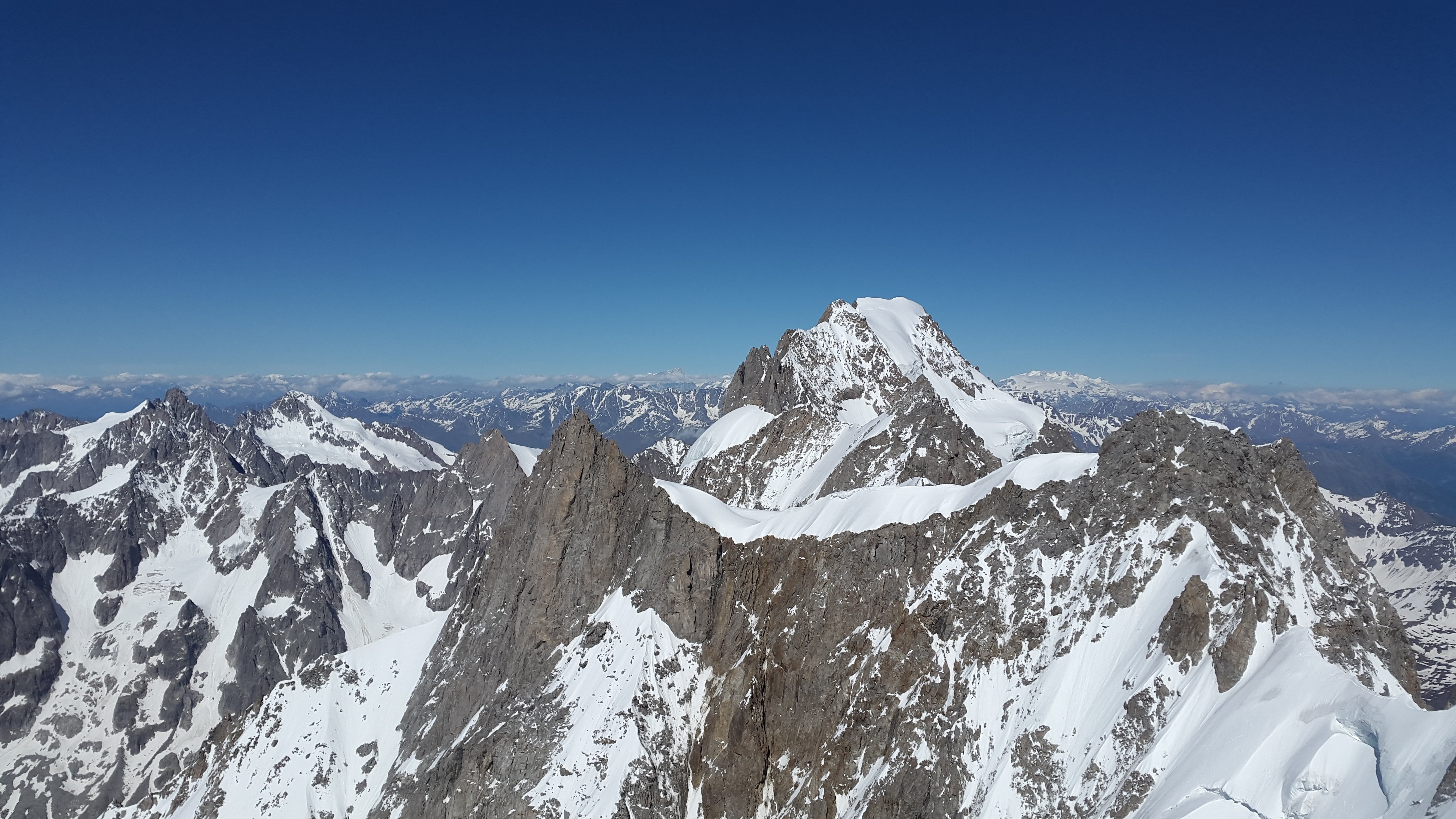 tranquil scene, environment, grandes jorasses, landscape, tranquility, day, roche fort ridge, imposing, winter, snowcapped mountain, snow, majestic, blue, HD Wallpaper