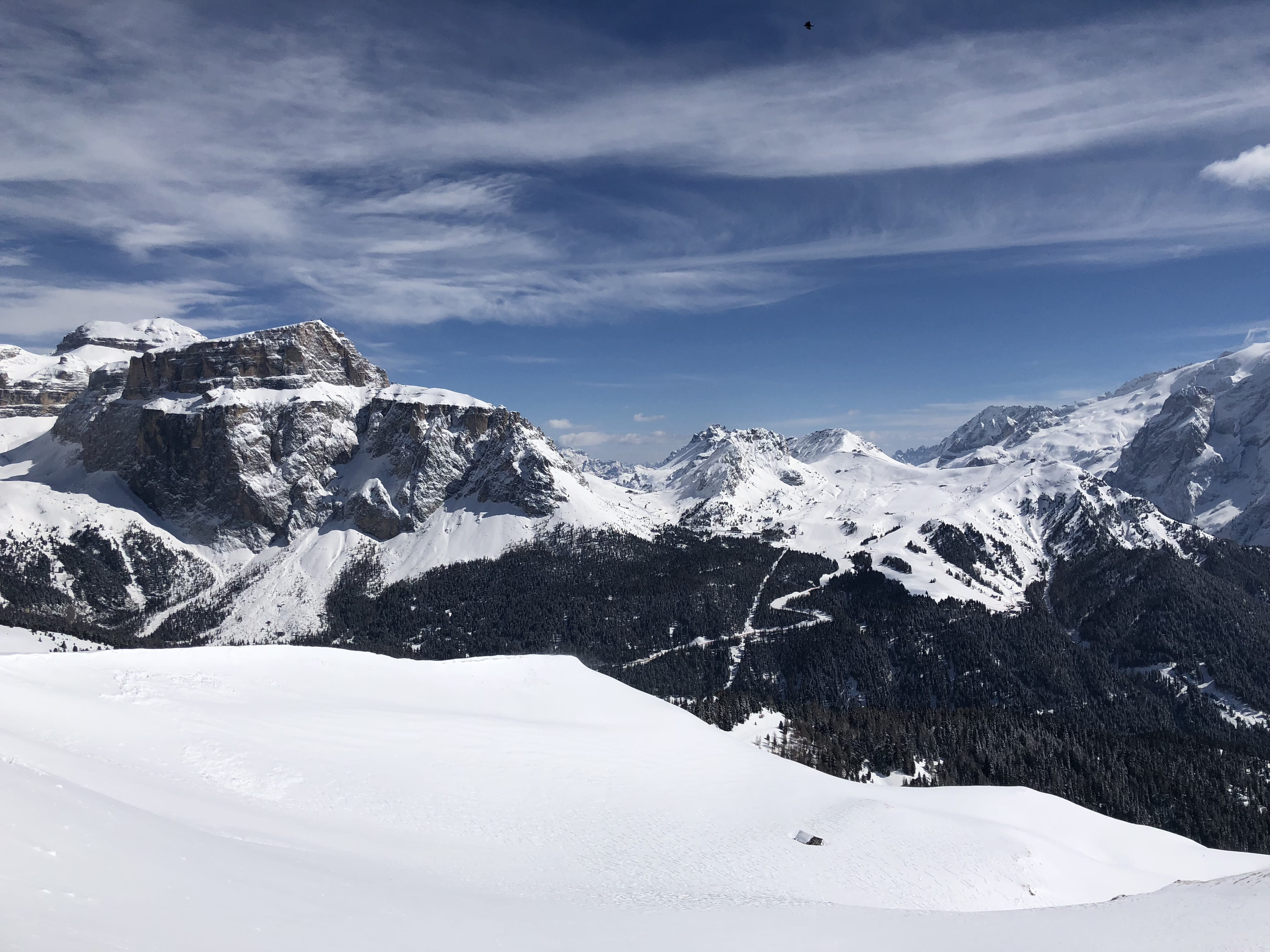 sellaronda, 4K, beauty in nature, no people, cold temperature, cloud - sky, winter, snowcapped mountain, landscape, sky, tranquil scene, mountain peak, HD Wallpaper