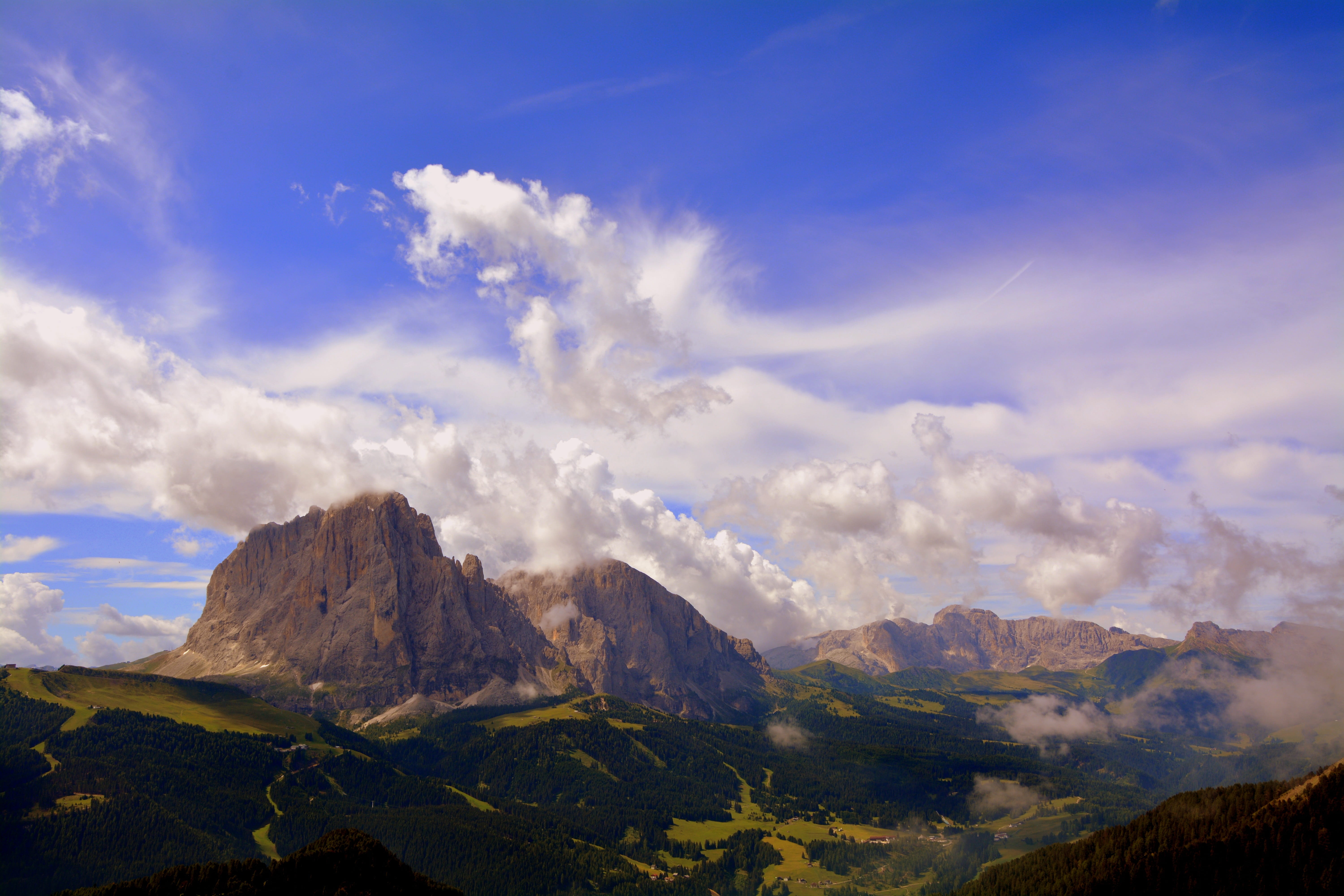 nature, tranquility, non-urban scene, deadbolt, space, 5K, land, mountain peak, landscape, cloudy, dom, tranquil scene, outdoors, cloud, scenics - nature, HD Wallpaper