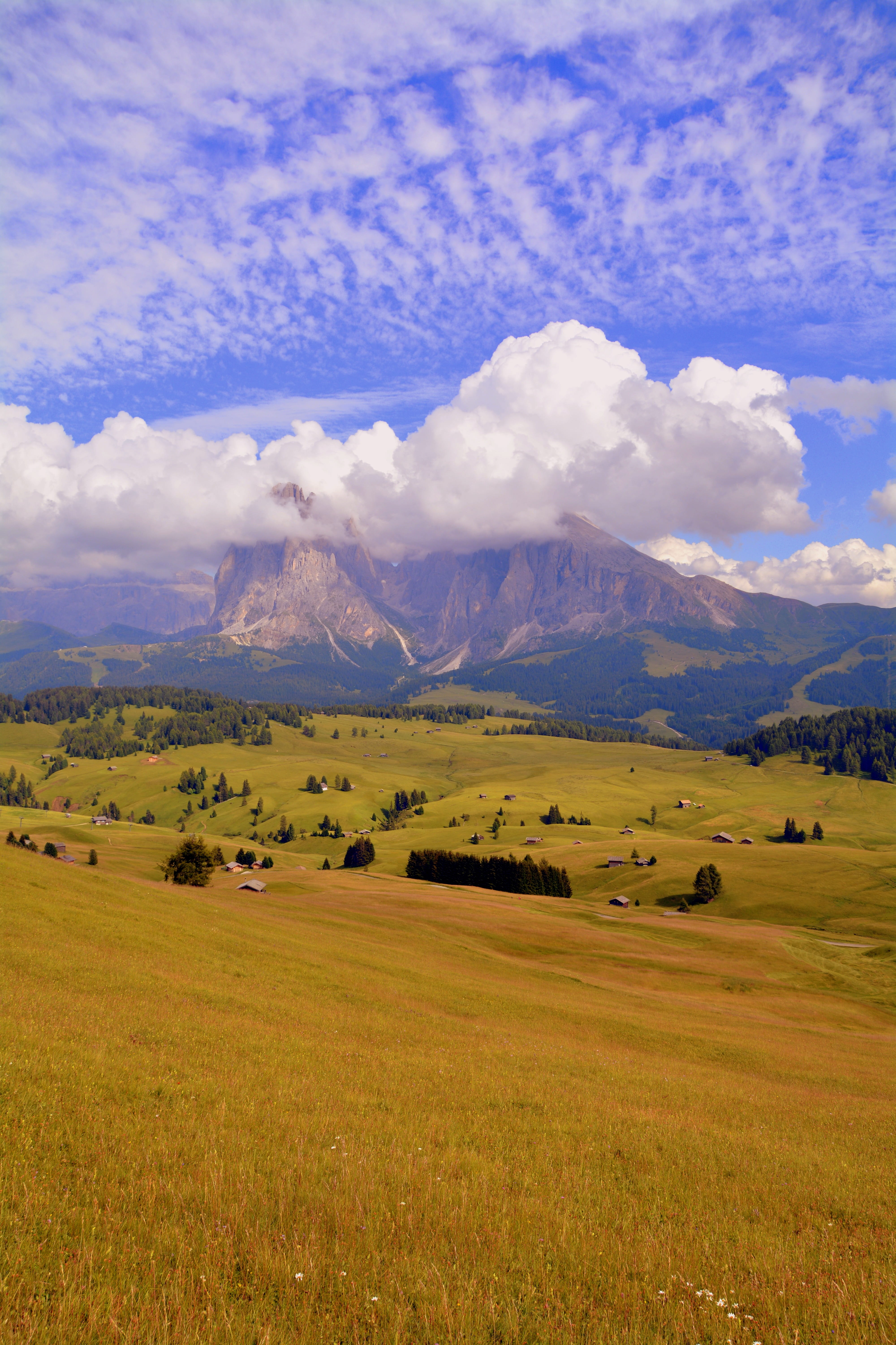 tranquility, cloud - sky, agriculture, mountain, rural scene, landscape, day, plant, prairie, prato, tranquil scene, 5K, land, nature, sky, grass, non-urban scene, Phone HD Wallpaper