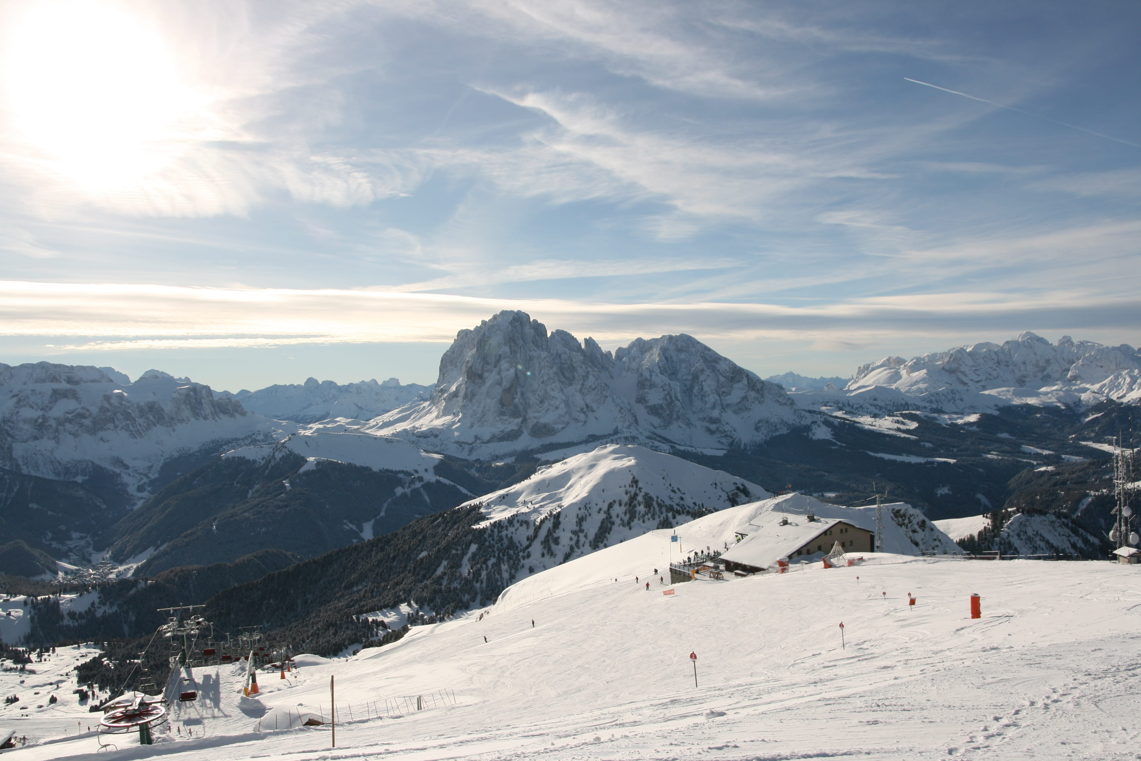 beauty in nature, Val Gardena, altoadige, tranquil scene, incidental people, tranquility, non-urban scene, mountain, winter sport, sudtirol, snowcapped mountain, HD Wallpaper