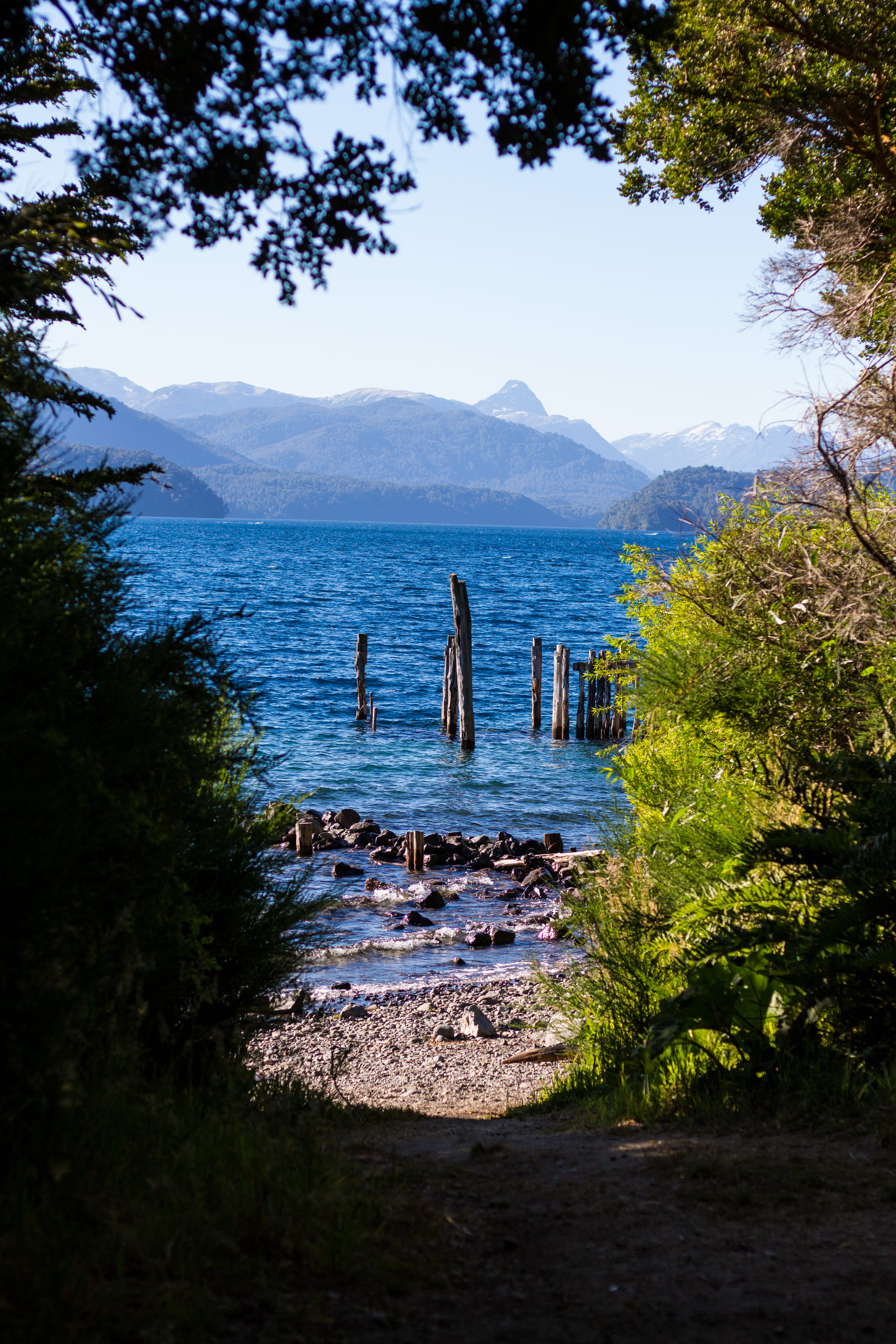 mountain range, dock, waterfront, calm, idyllic, neuquén, residencia inacayal, abies, water, sky, beach, scenics - nature, tree, tranquility, river, argentina, Phone HD Wallpaper