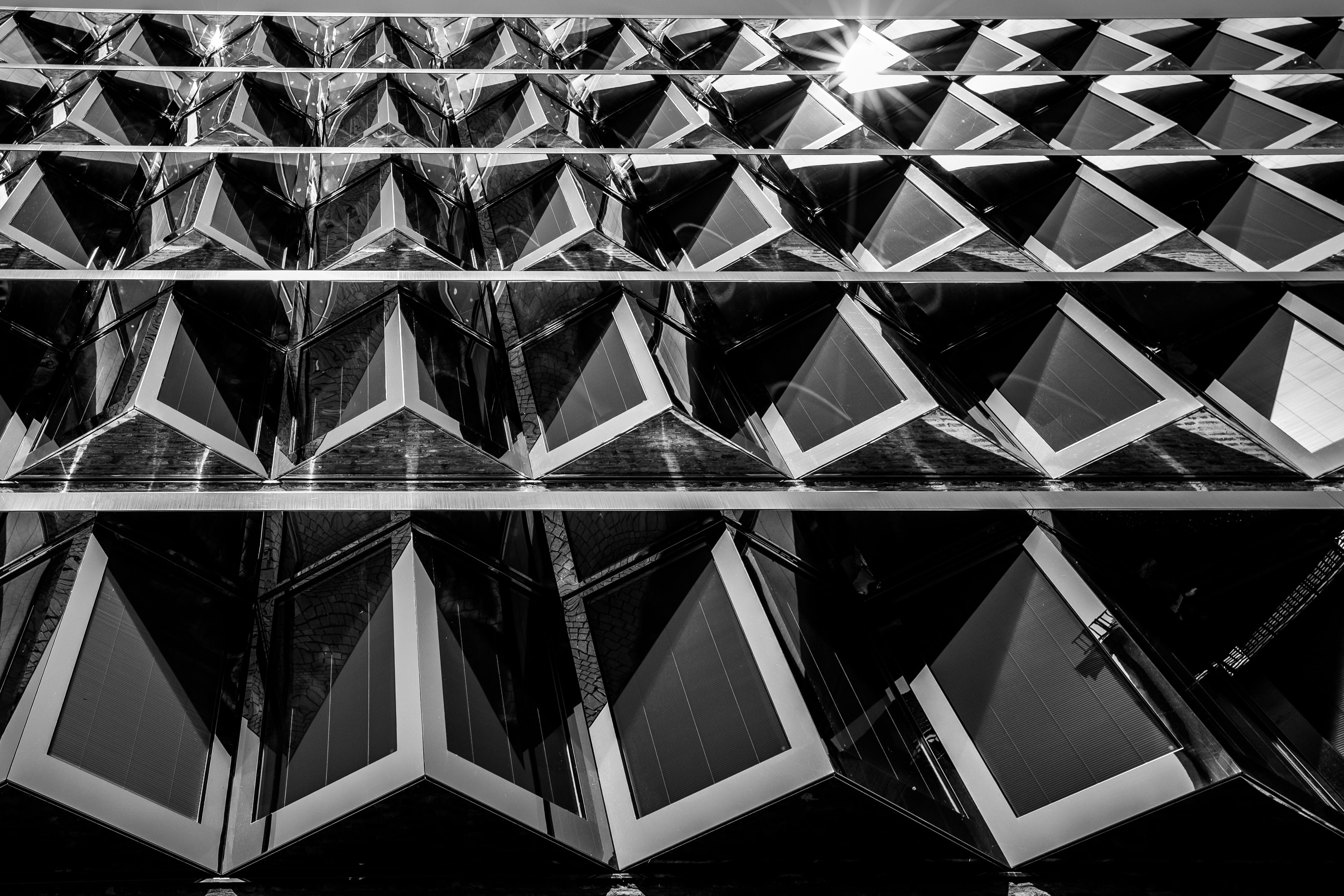 abstract, glass - material, architecture, light and shade, low angle view, window, backgrounds, close-up, no people, day, repetition, reflection, shape, HD Wallpaper