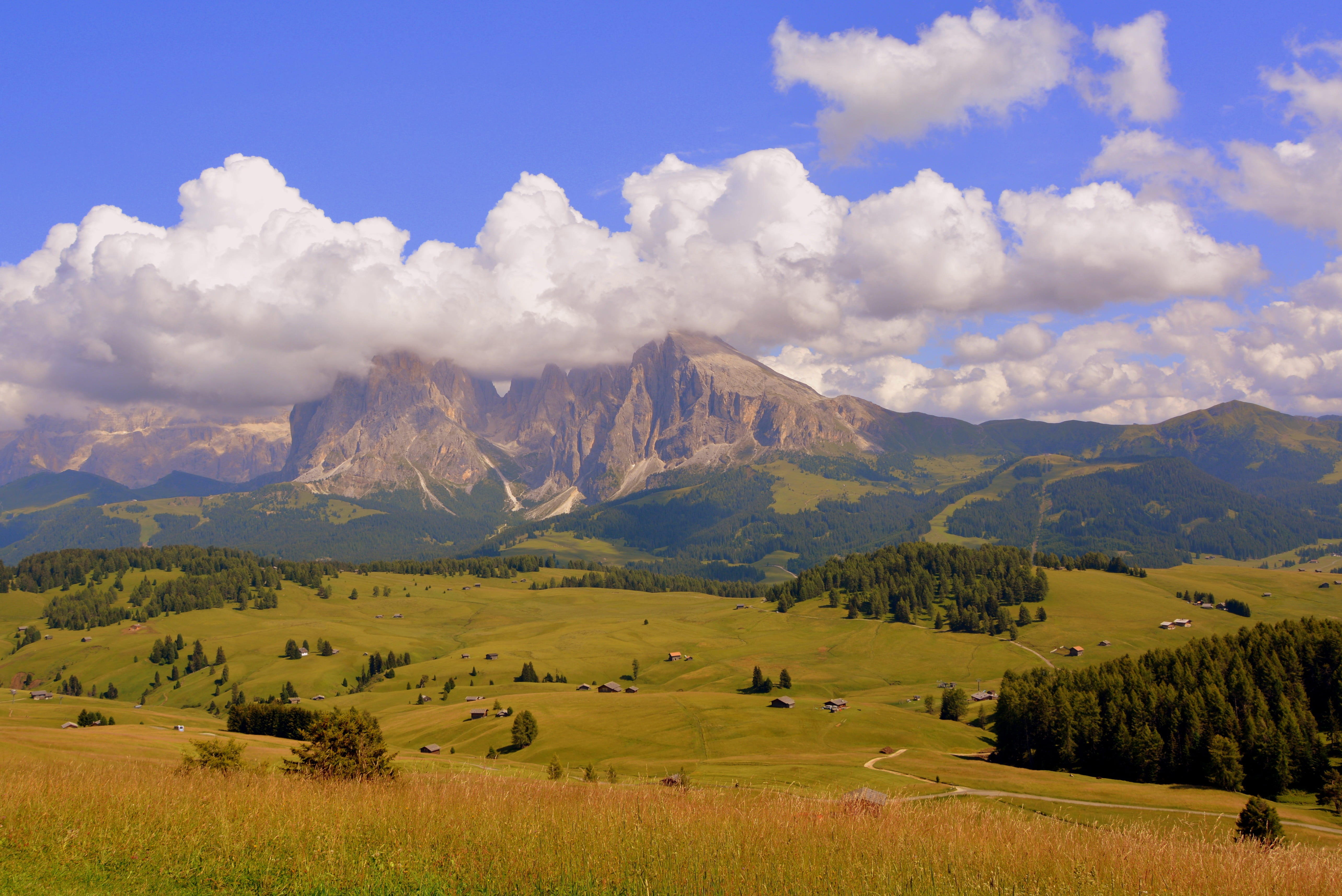 plant, dolomites, sky, clouds, nature, beauty in nature, tree, trees, agriculture, environment, mountain, cloud - sky, no people, mountain range, scenics - nature, HD Wallpaper