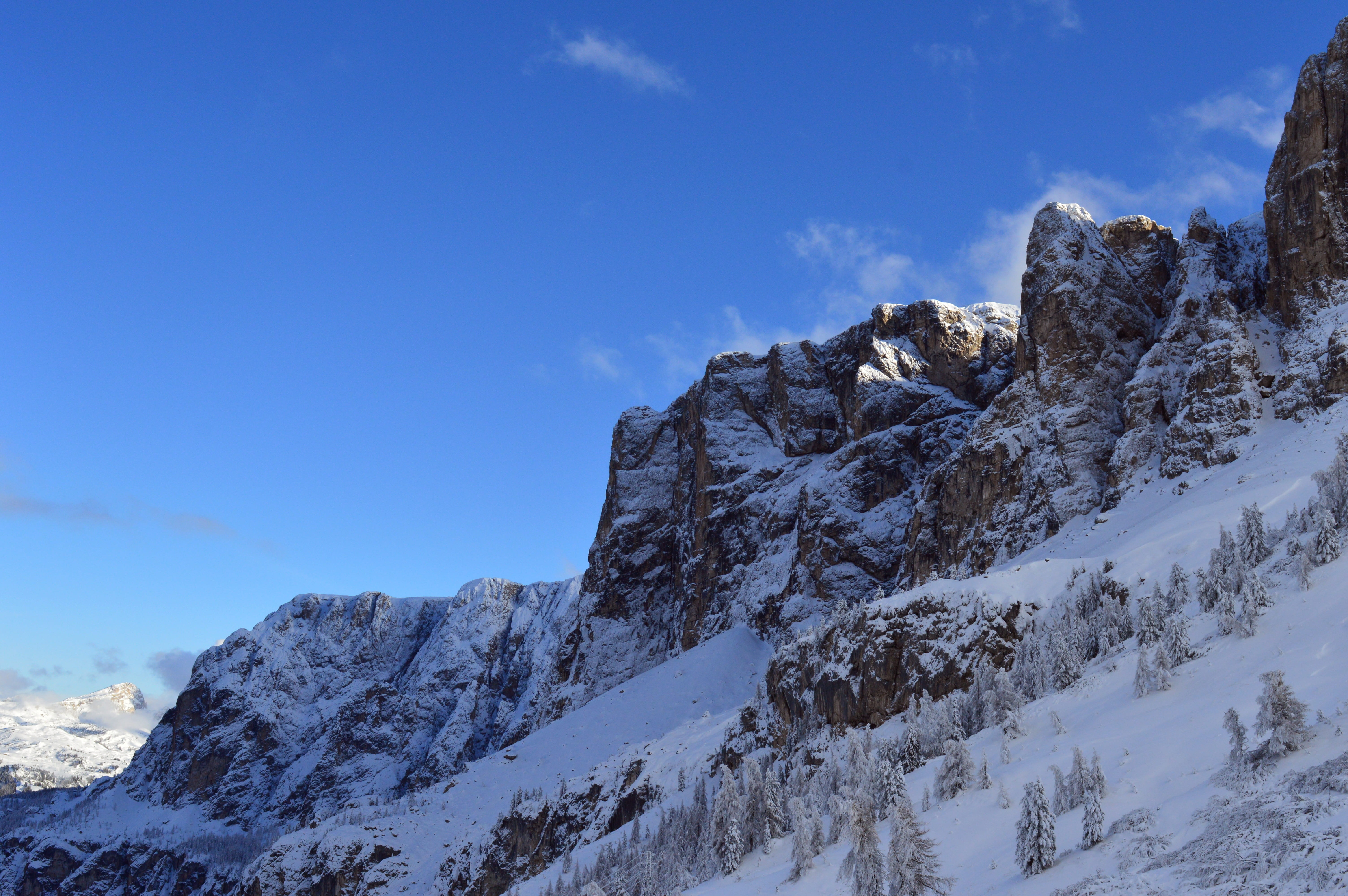 cold temperature, mountain peaks, sella group, formation, high mountains, scenics - nature, dolomites, white, day, tranquility, blue, mountains, mountain, HD Wallpaper