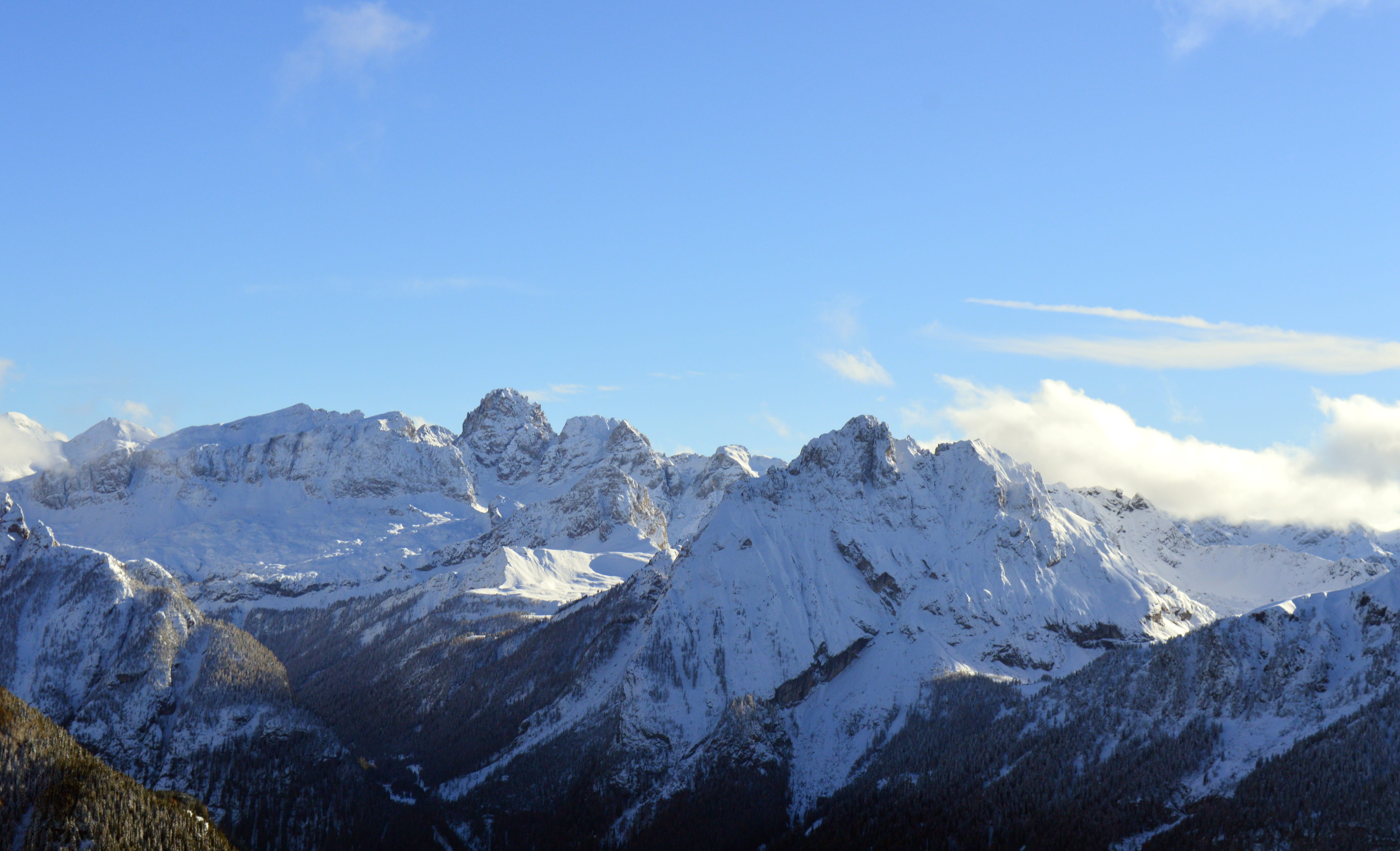 winter, landscape, snow, view, alpine, tranquil scene, snowcapped mountain, environment, mountain summit, dolomites, nature, idyllic, non-urban scene, 5K, HD Wallpaper