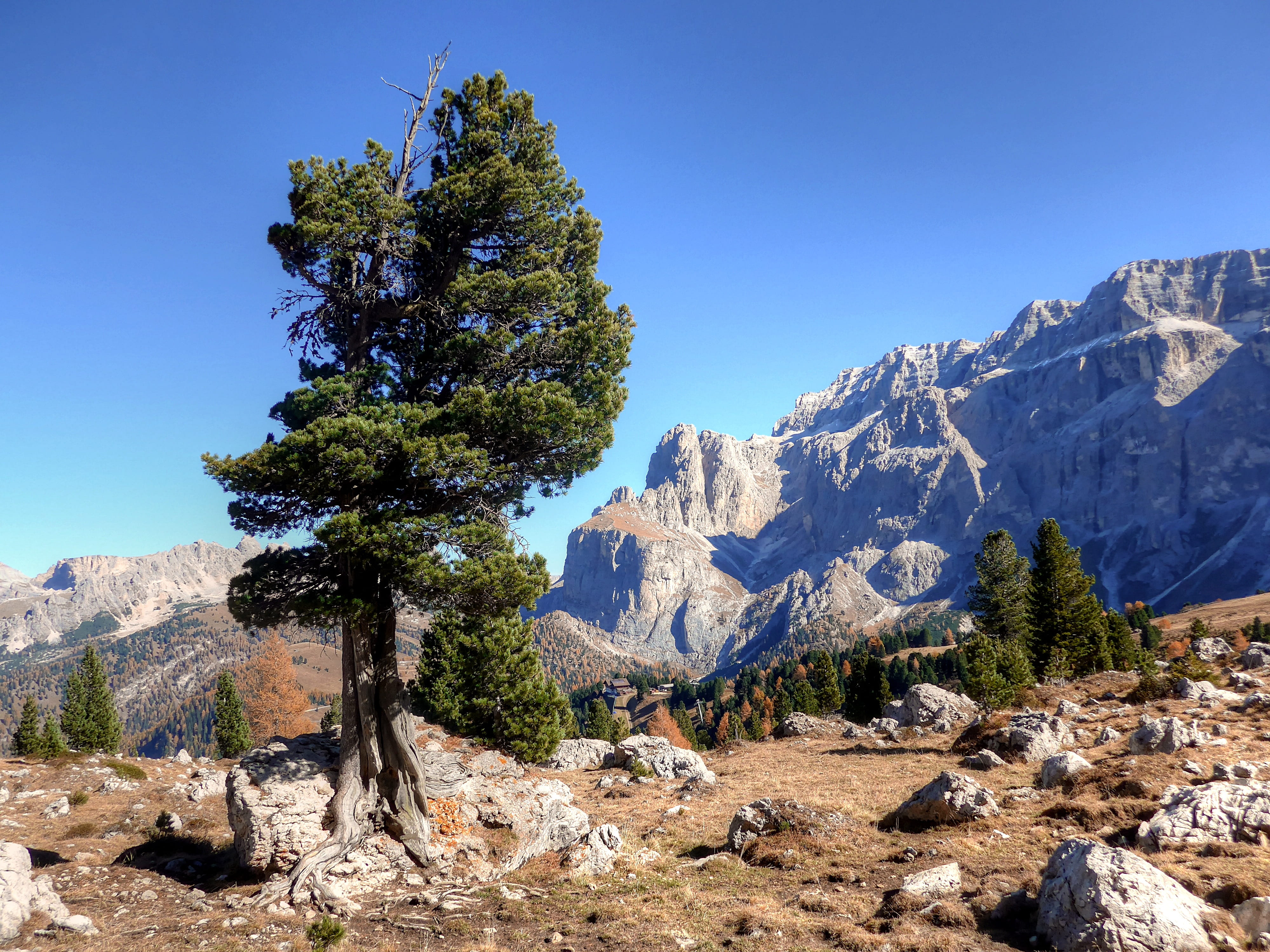 sky, no people, clear sky, outdoors, karg, rock - object, alpine panorama, tranquil scene, nature, south tyrol, mountain pass, view, scenics - nature, mountains, HD Wallpaper