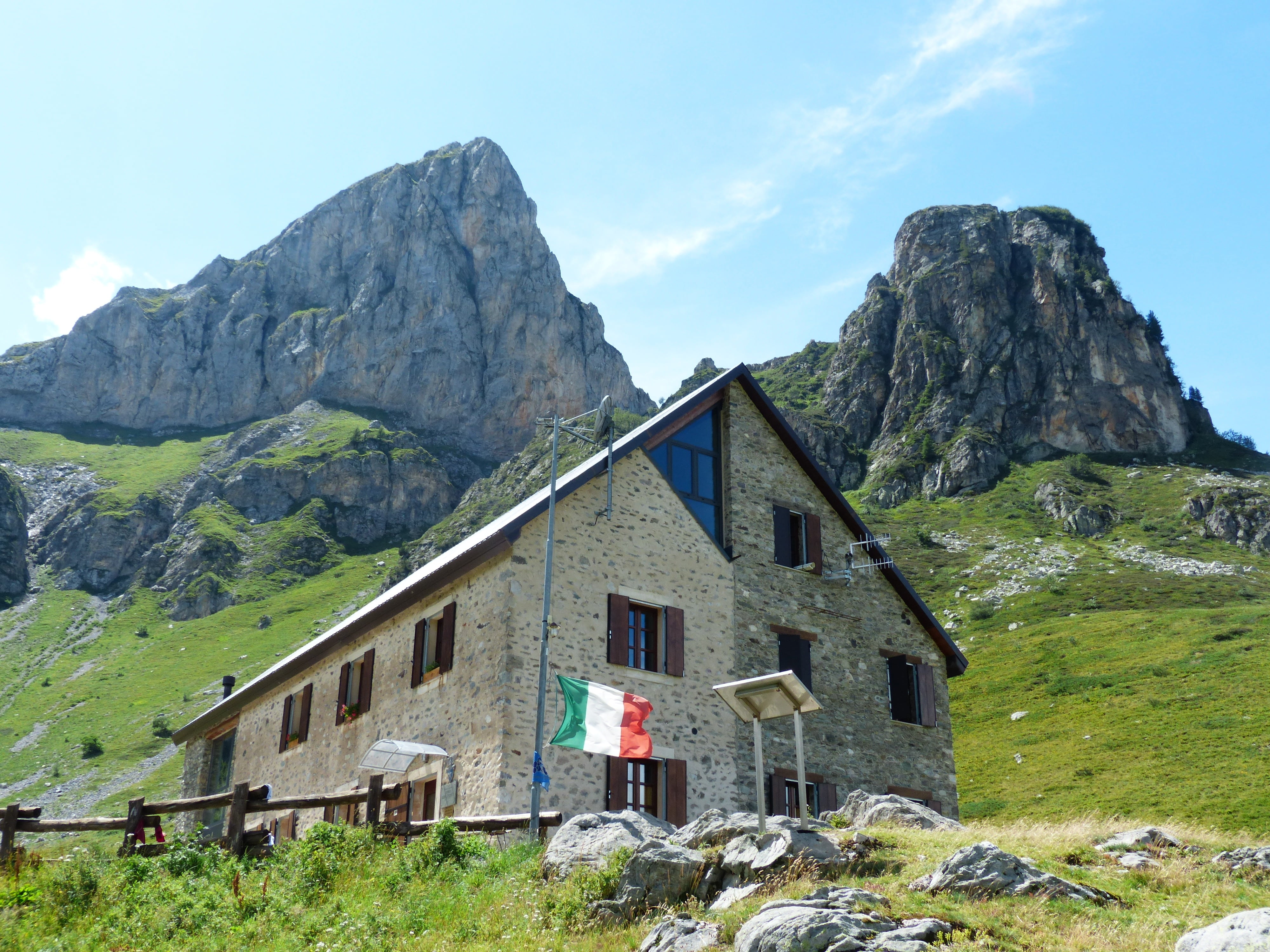 sky, cloud - sky, hut, solid, no people, formation, grande traversata delle alpi, non-urban scene, building, alpine, club alpino italiano, stay, landscape, HD Wallpaper