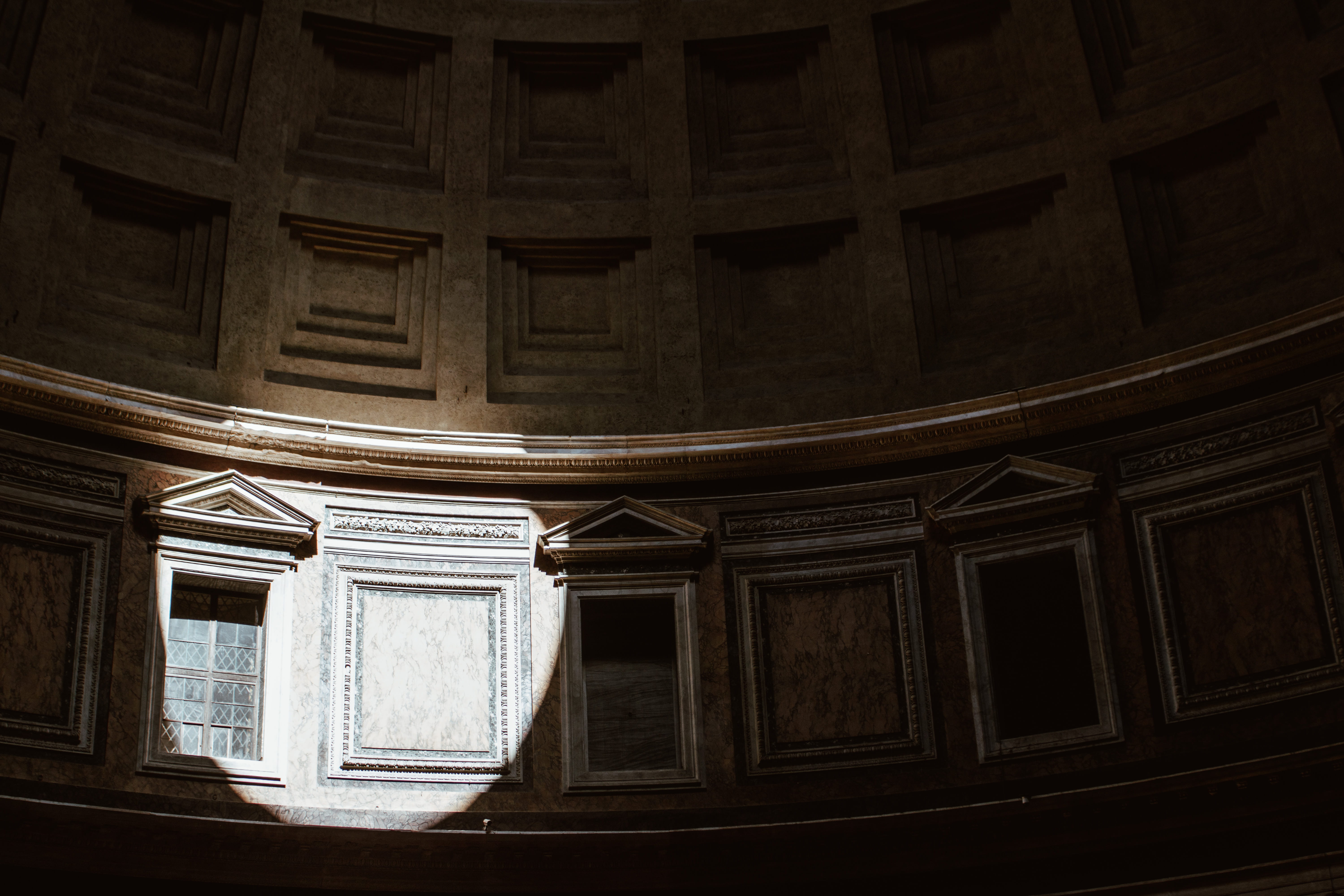 travel, no people, interior, 5K, shadow, ceiling, history, europe, light, wooden, window, building, belief, rome, religion, ancient, the past, built structure, HD Wallpaper