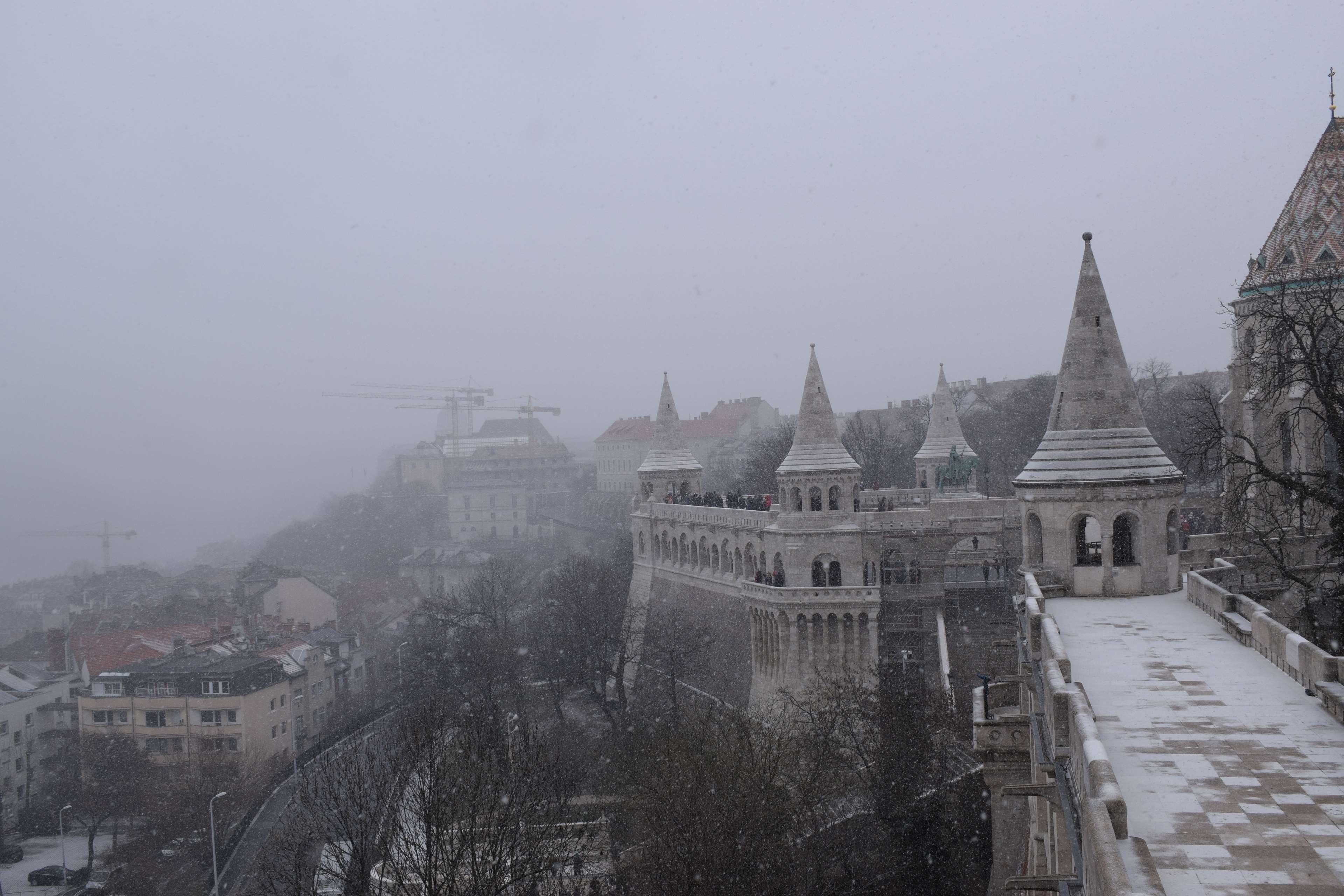 cold temperature, belief, outdoors, budapest, built structure, 4K, nature, place of worship, winter, snow, sky, religion, the past, building exterior, HD Wallpaper