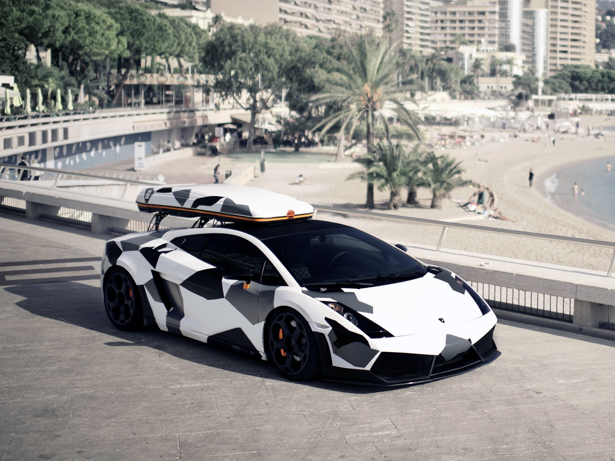 incidental people, mode of transportation, speed, built structure, land Vehicle, 1080P, beach, road, new, coupe, motorsport, camouflage, focus on foreground, HD Wallpaper