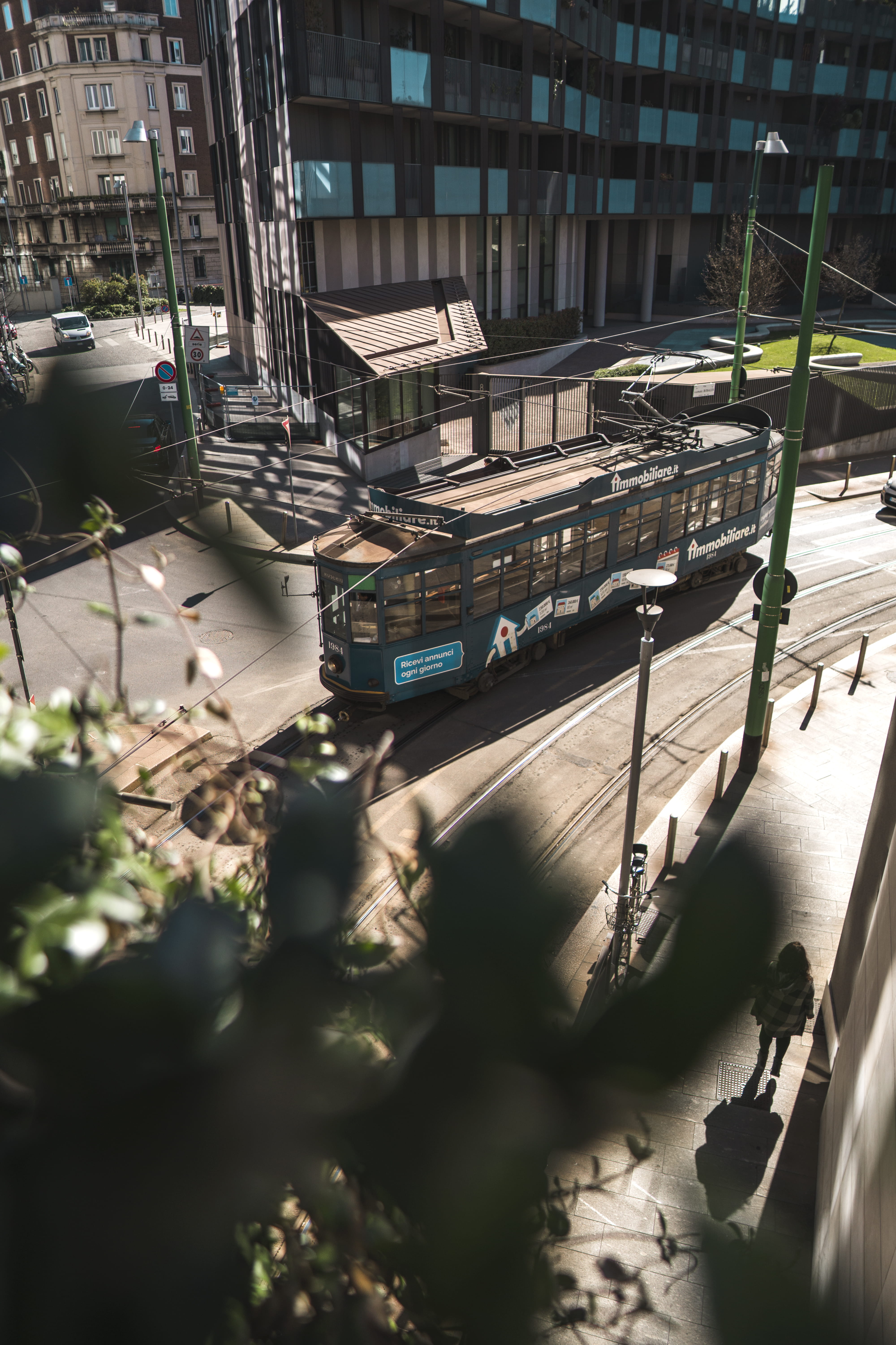 transportation, 5K, porta garibaldi, buildings, way, town, building exterior, near, shadow, no people, selective focus, sunlight, building, tram, train, Phone HD Wallpaper
