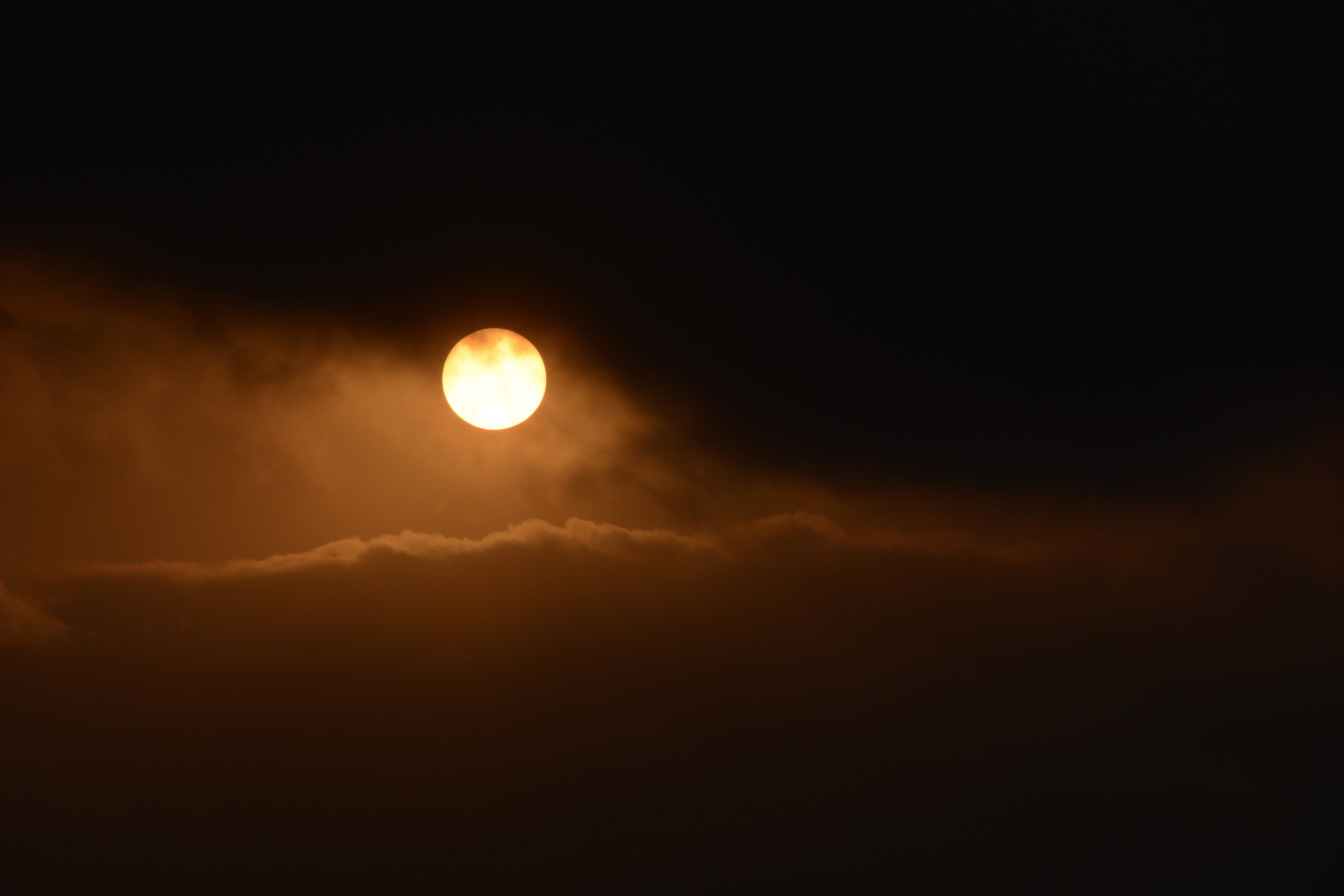 scenics, tranquil scene, sun, scenics - nature, morning light, nature, shape, photo, clouds, night, full moon, atmospheric, morgenstimmung, sky, moon, space, HD Wallpaper