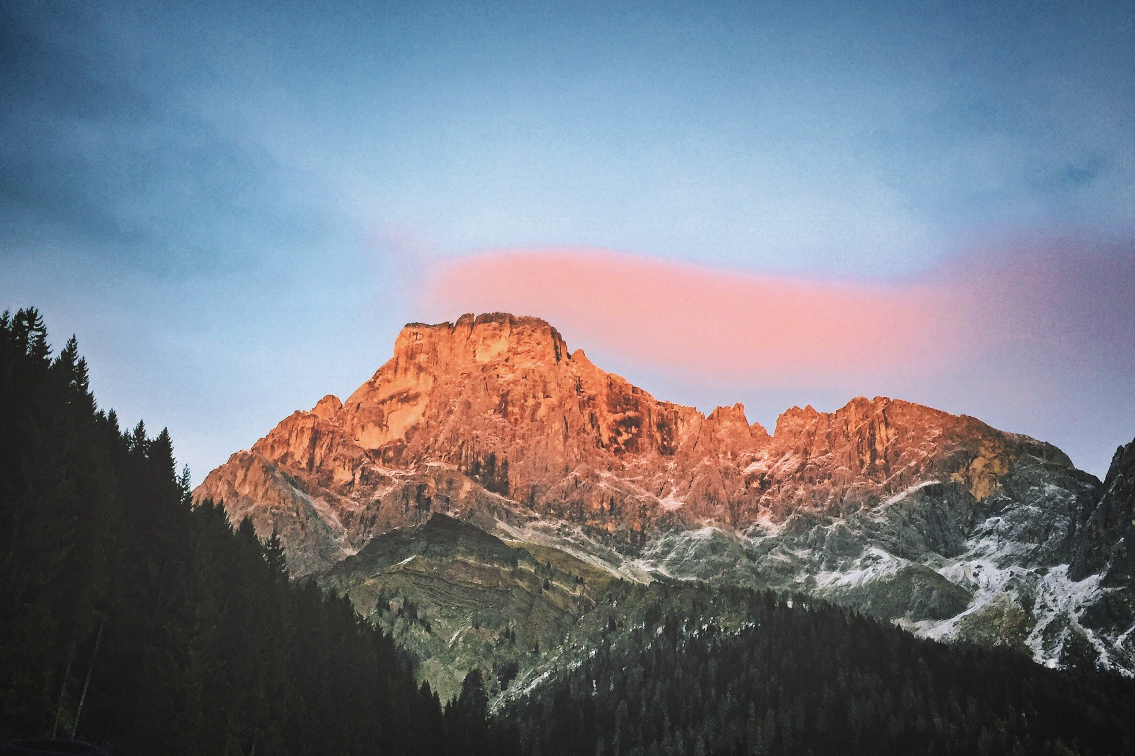 tranquility, sunset, rock - object, scenics - nature, solid, outdoors, nature, pink, idyllic, non-urban scene, san martino di castrozza, rock, dolomites, HD Wallpaper