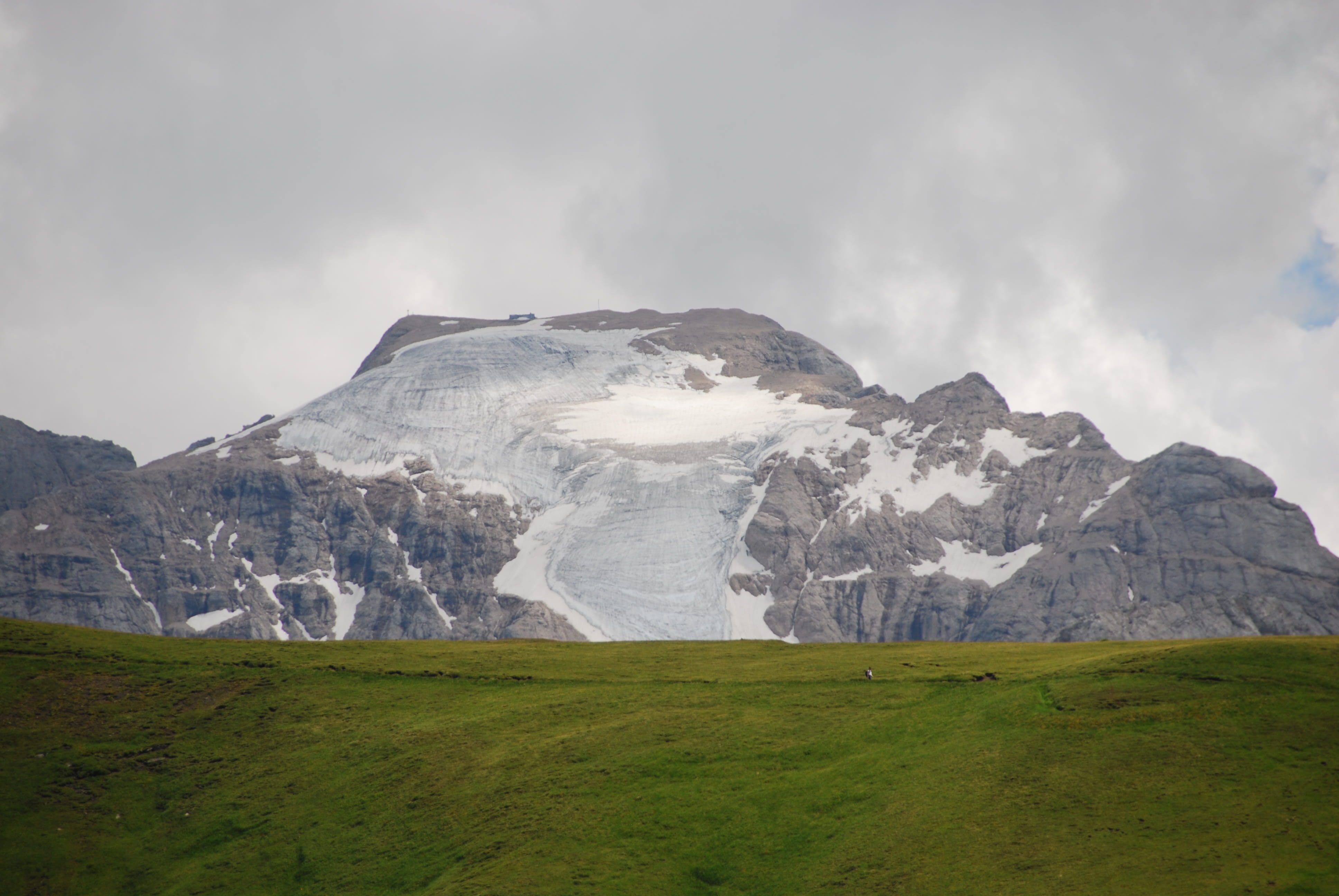 snow, land, non-urban scene, cold temperature, marmolada, glacier, beauty in nature, dolomites, day, scenics - nature, mountain peak, alps, 4K, grass, HD Wallpaper
