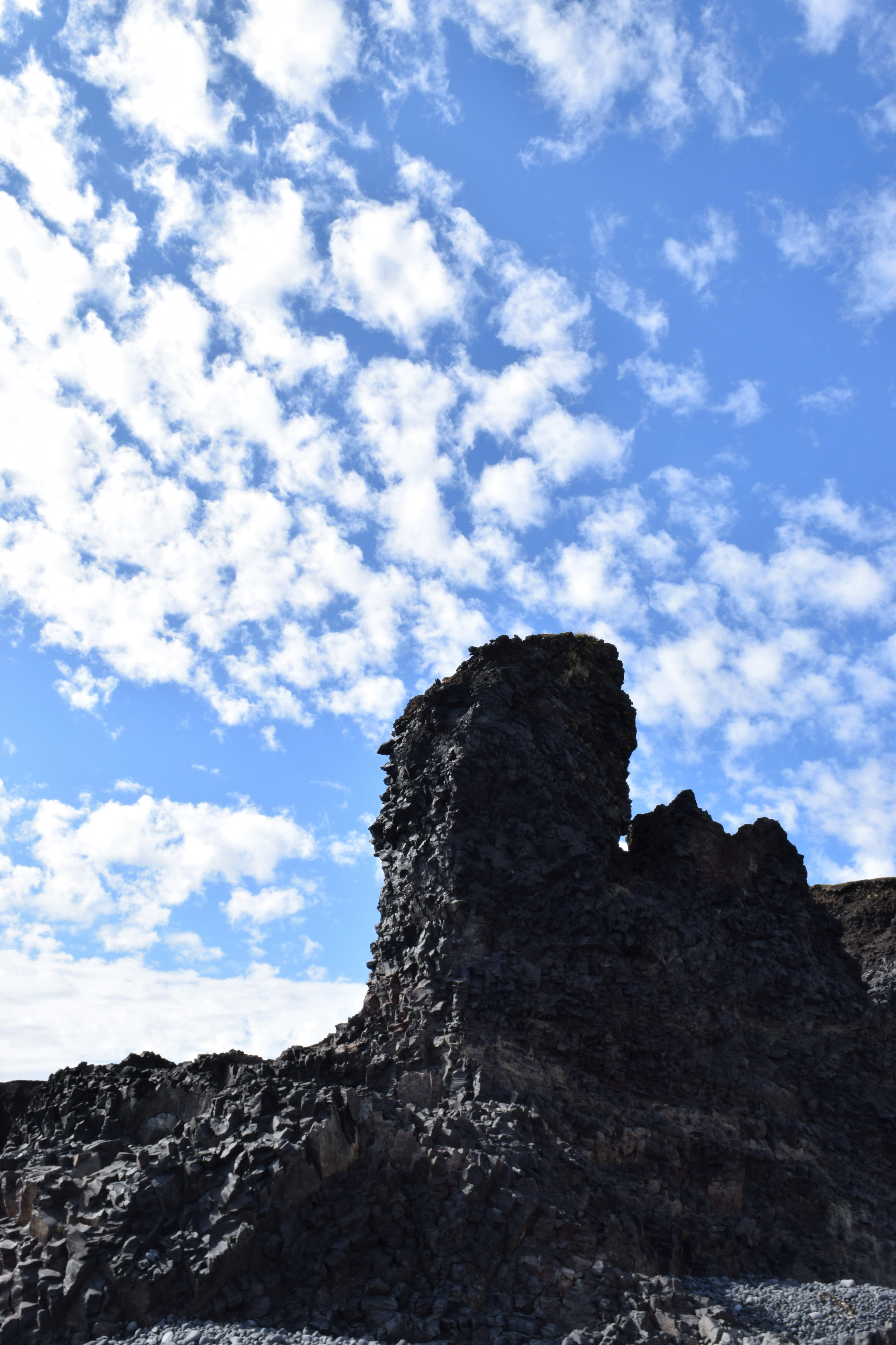 rock formation, geology, cloud - sky, iceland, land, formation, clouds, outdoors, natural, erosion, tranquility, scenic, low angle view, non-urban scene, Phone HD Wallpaper