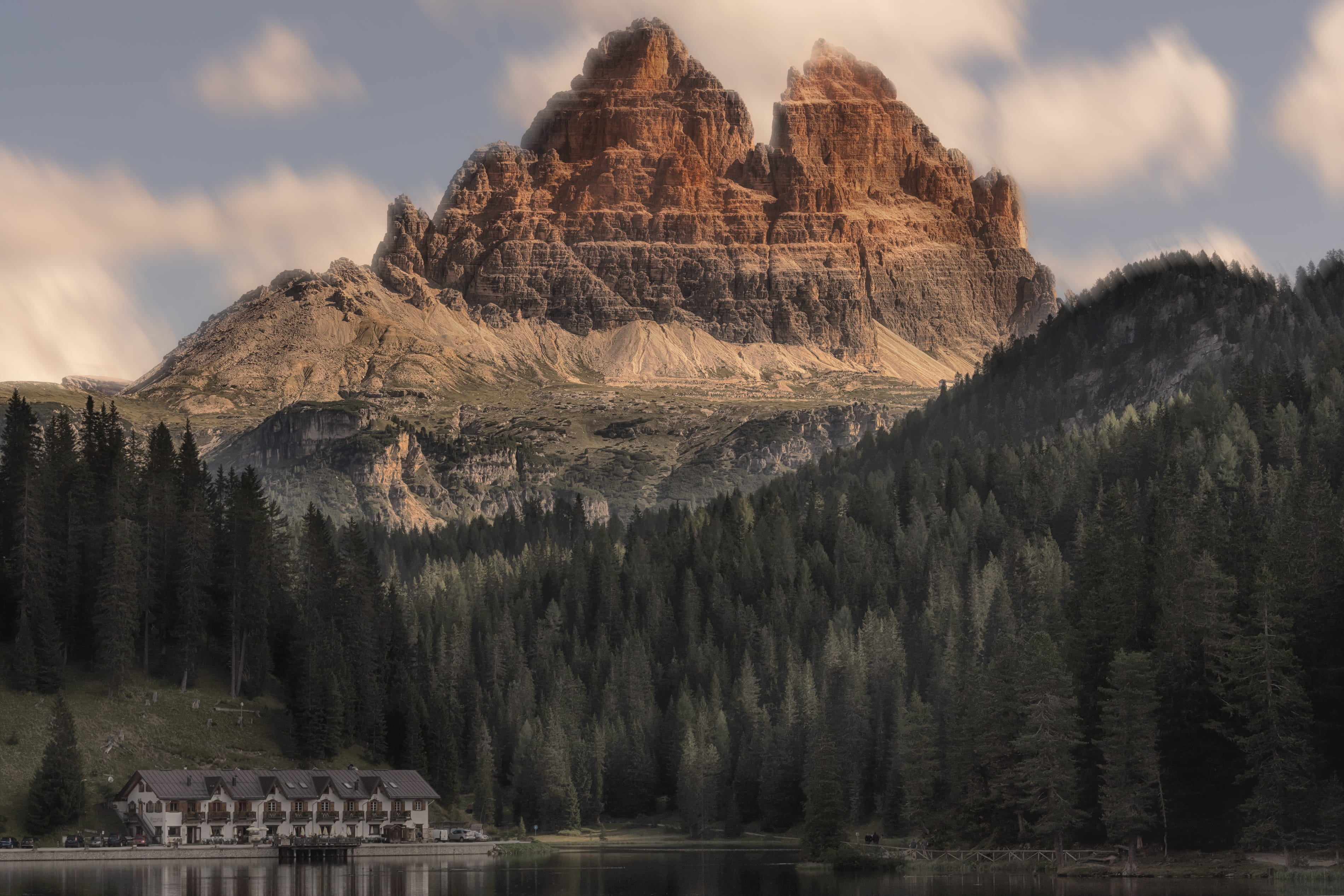 day, outdoors, scenics - nature, flora, idyllic, waterfront, forest, no people, nature, three peaks of lavaredo, auronzo di cadore, wilderness, tranquil scene, HD Wallpaper