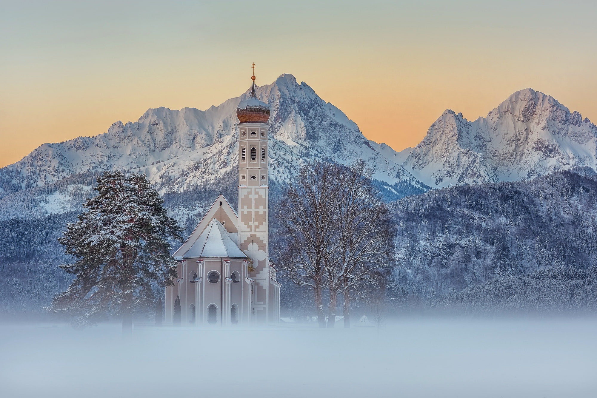 1080P, Schwangau, alpenglow, St. Coloman, HD Wallpaper